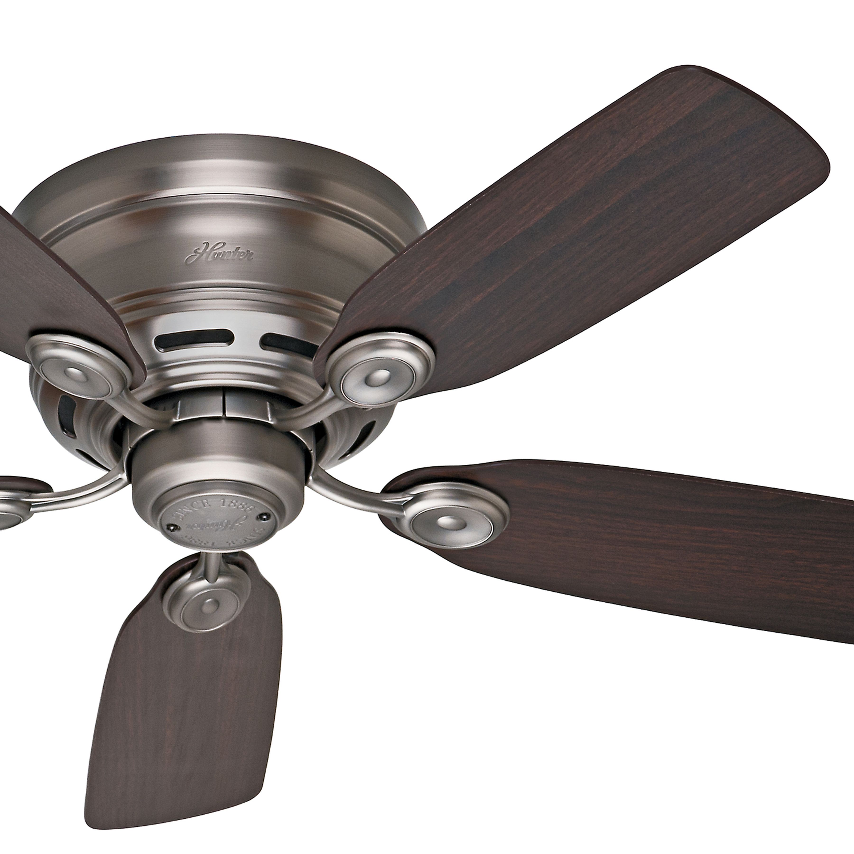 Hunter Fan 42 inch Hugger Ceiling Fan in Antique Pewter with 5 Dark Walnut Reversible Fan Blades (Certified Refurbished)