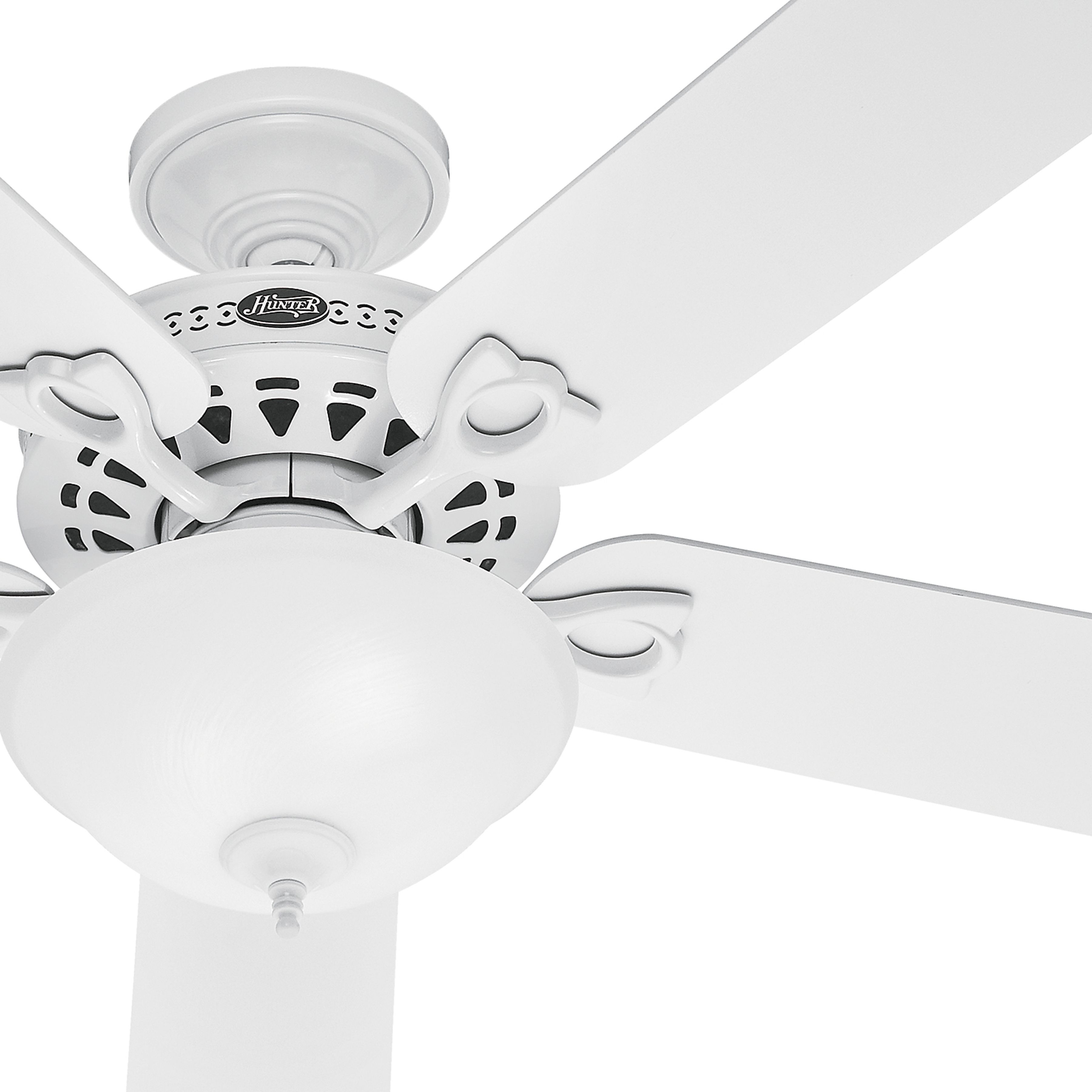 Hunter Fan 52 inch White Finish Ceiling Fan with Frosted Glass Light (Certified Refurbished)