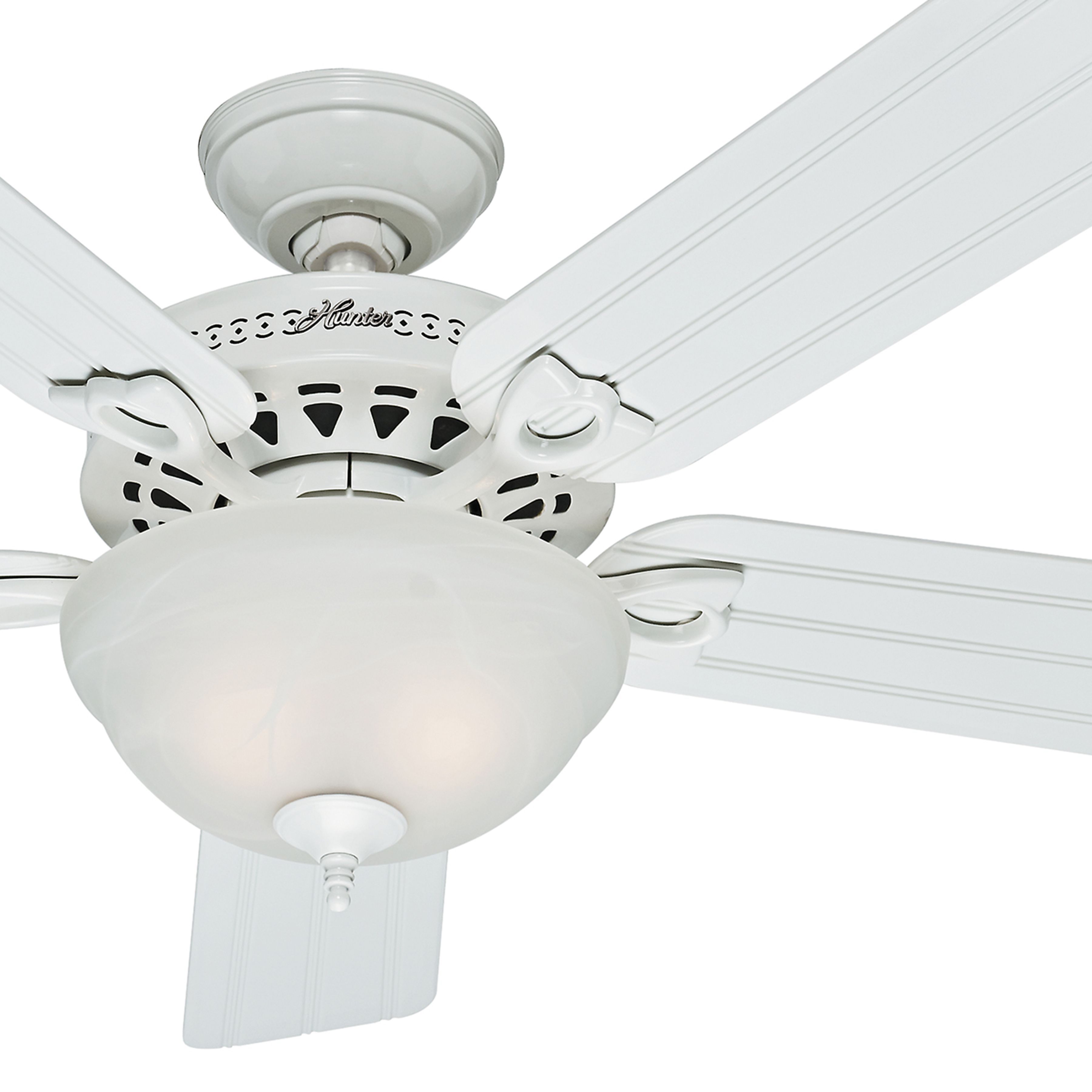 Hunter Fan 52 inch Outdoor Ceiling Fan in White with a Swirled Marble Light Kit, 5 Blade (Certified Refurbished)
