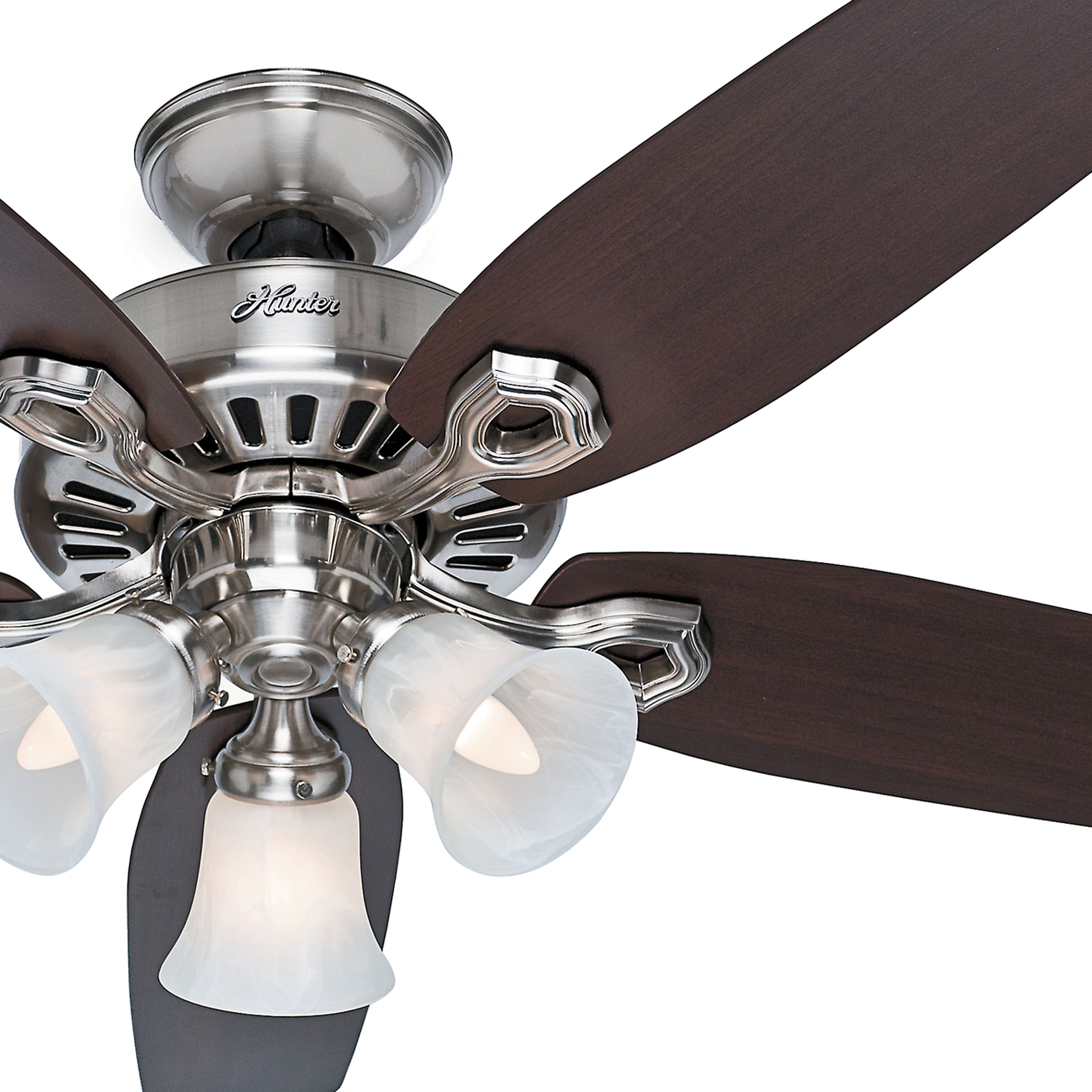 Hunter Fan 52 Inch Brushed Nickel Finish Fan with 3 Swirled Marble Light Fixtures (Certified Refurbished)