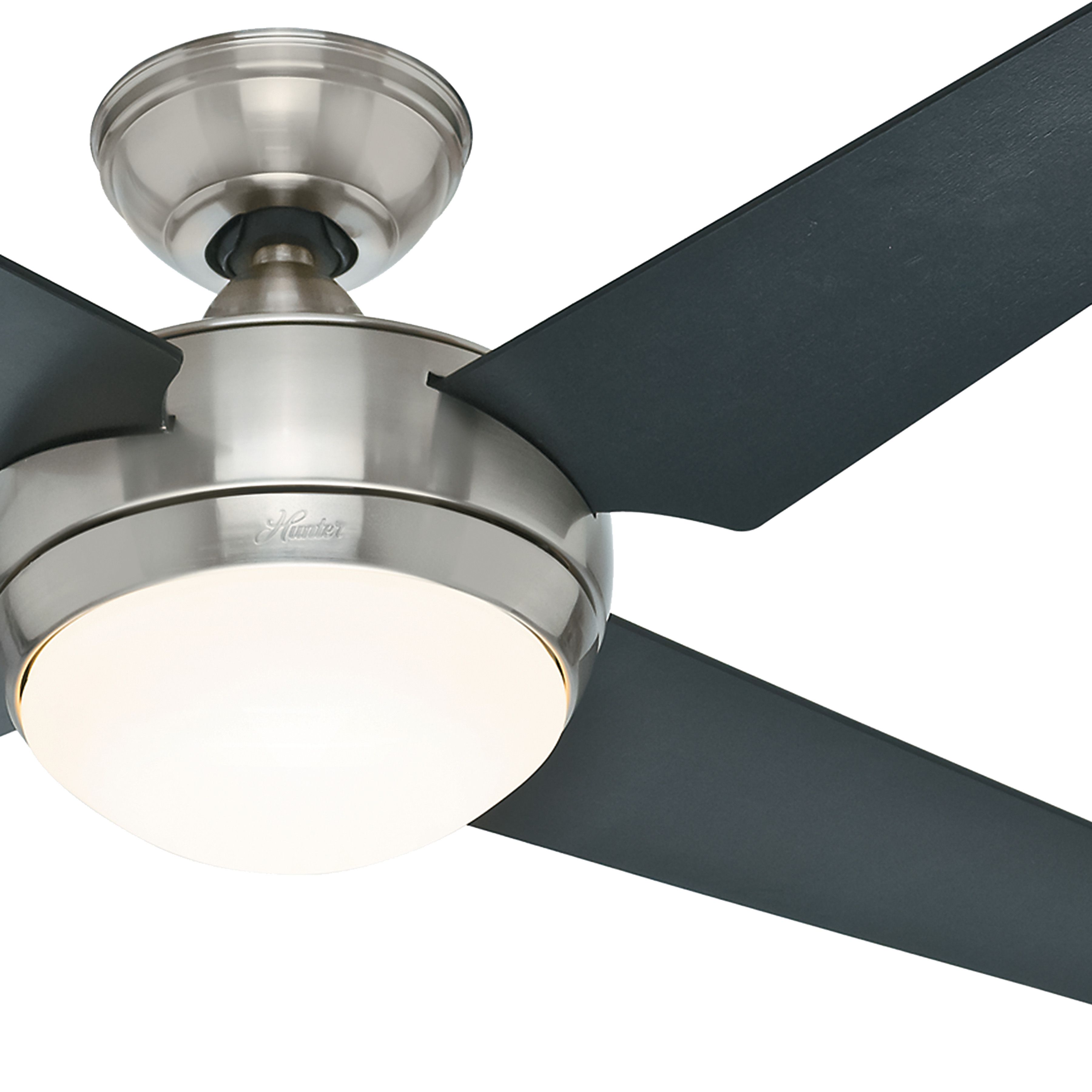 Hunter Fan 52 inch Contemporary Ceiling Fan with Light and Remote in Brushed Nickel  (Certified Refurbished)