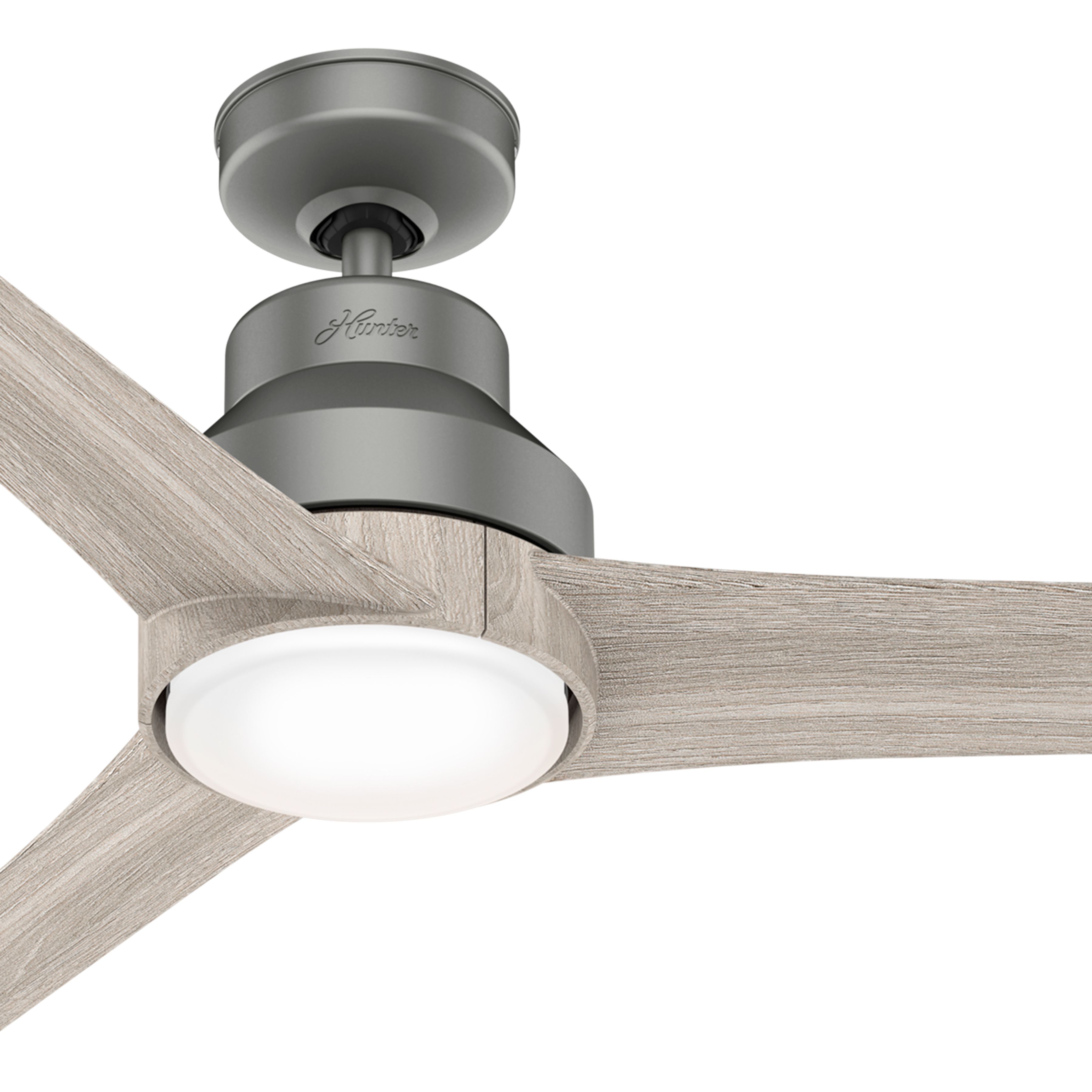 Hunter Fan 60 inch Contemporary Matte Silver Indoor Ceiling Fan with Light Kit and Remote Control (Certified Refurbished)