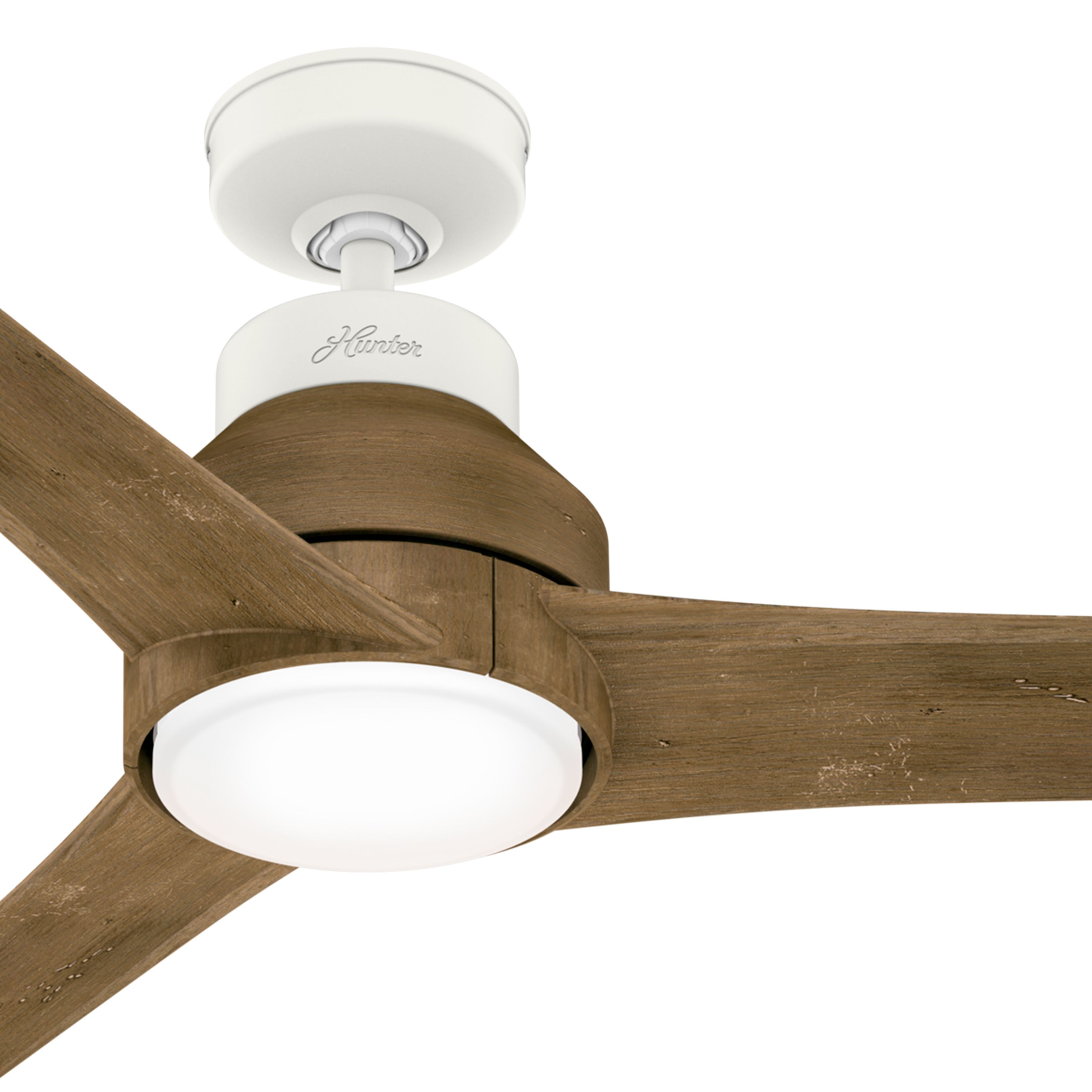 Hunter Fan 52 inch Contemporary Matte White Outdoor Ceiling Fan with Light Kit and Remote Control (Certified Refurbished)