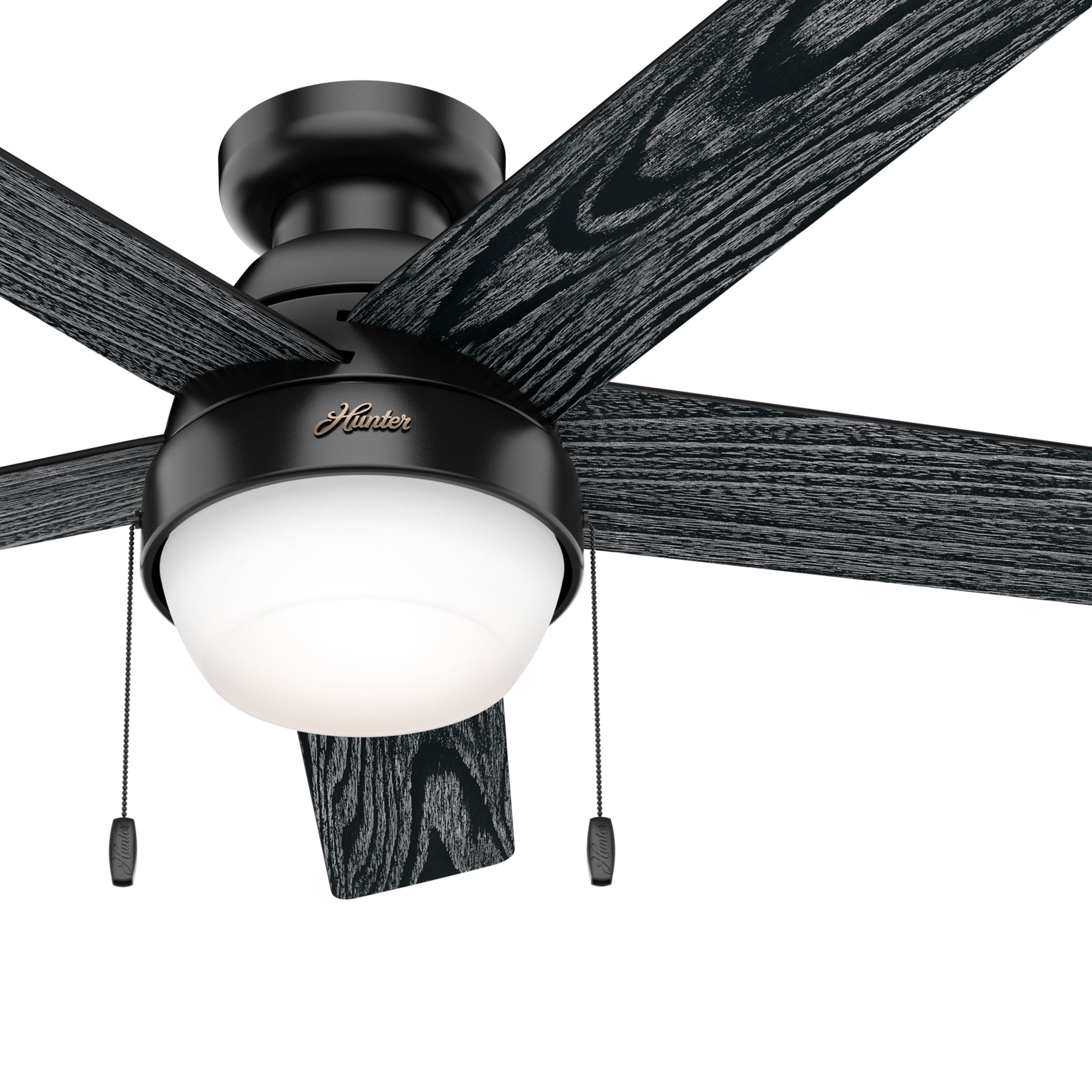Hunter Fan 48 inch Low Profile Matte Black Indoor Ceiling Fan with Light Kit (Certified Refurbished)