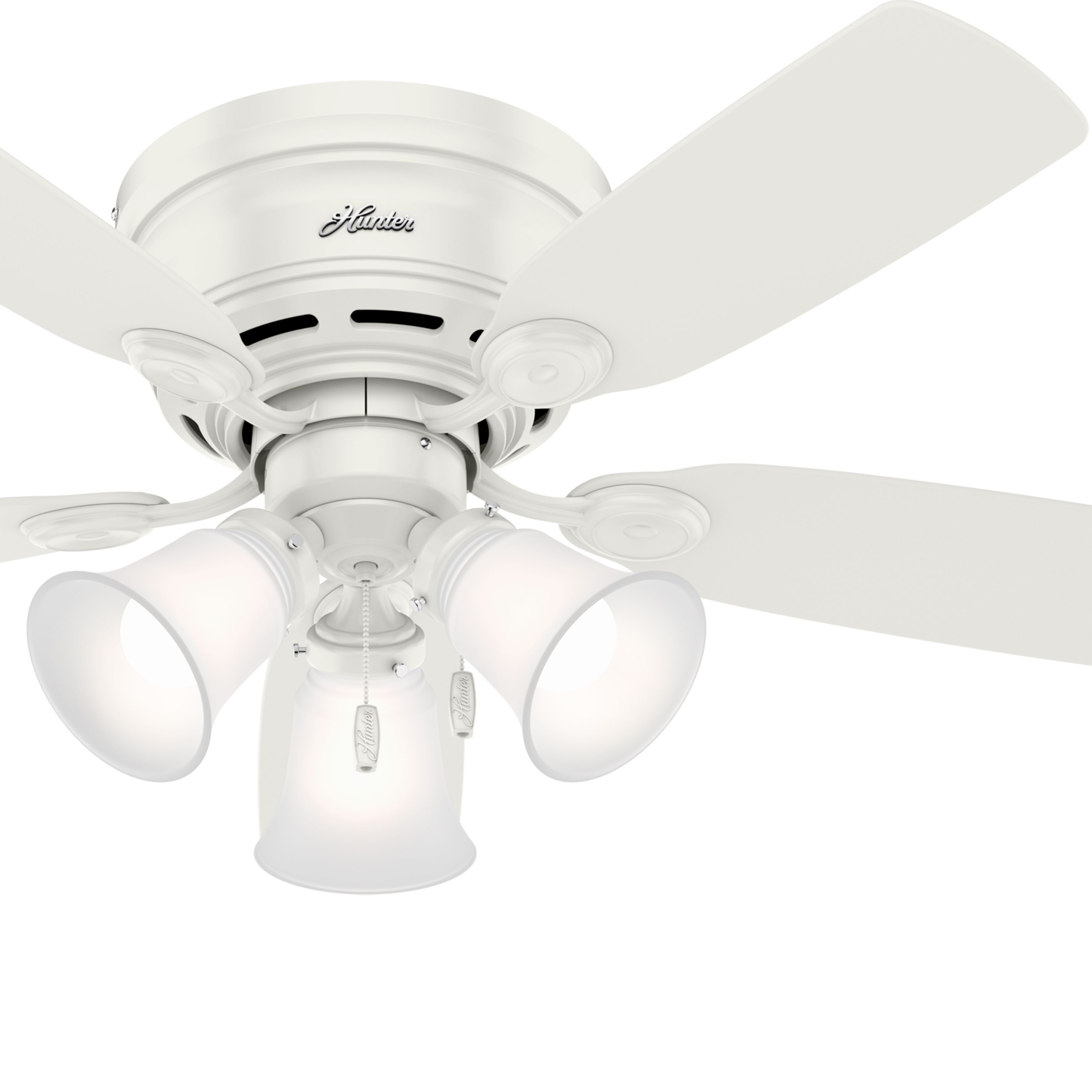 Hunter Fan 42 inch Low Profile Fresh White Indoor Ceiling Fan with Light Kit (Renewed)