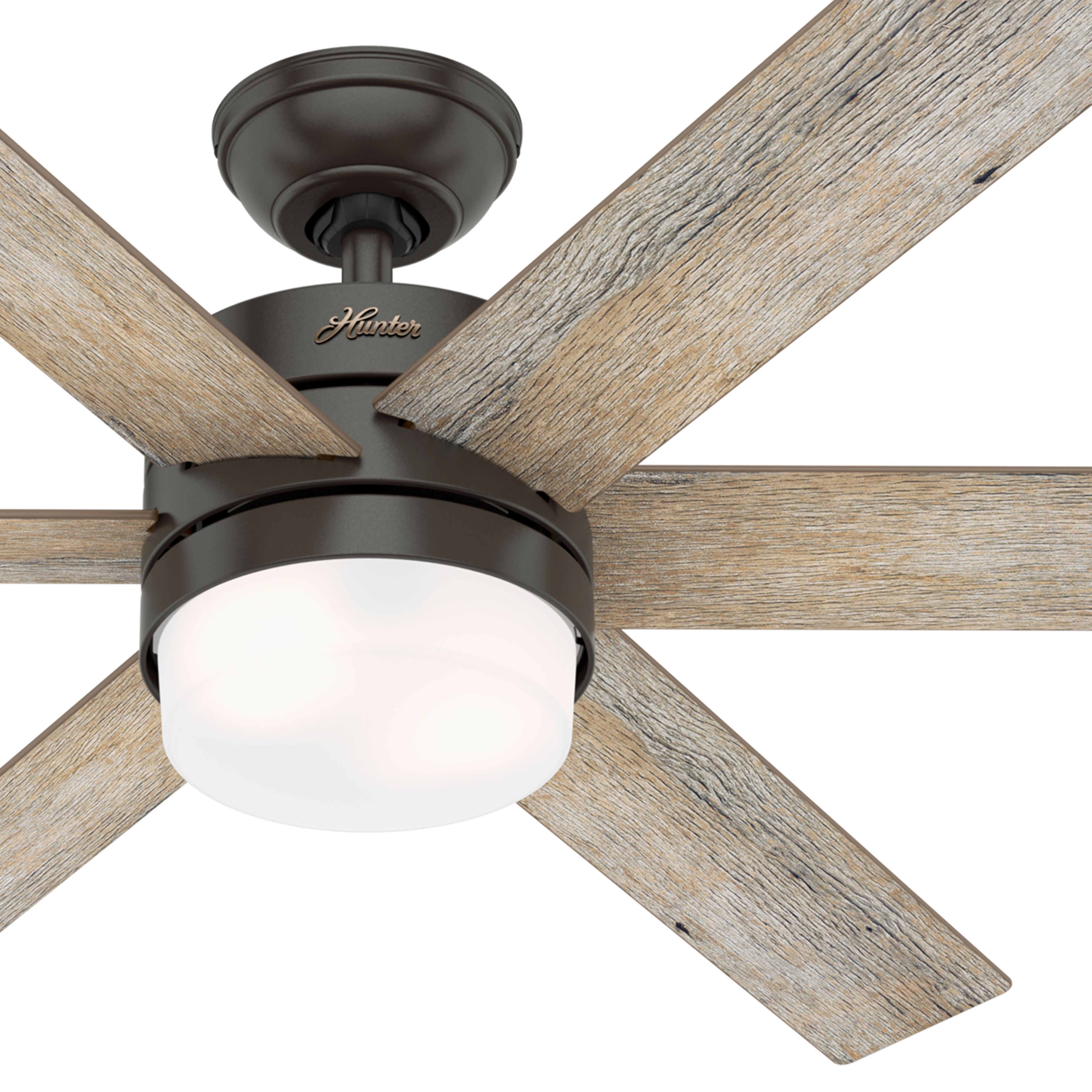 Hunter Fan 54 inch Contemporary Noble Bronze Indoor Ceiling Fan with Light Kit and Remote Control (Renewed)