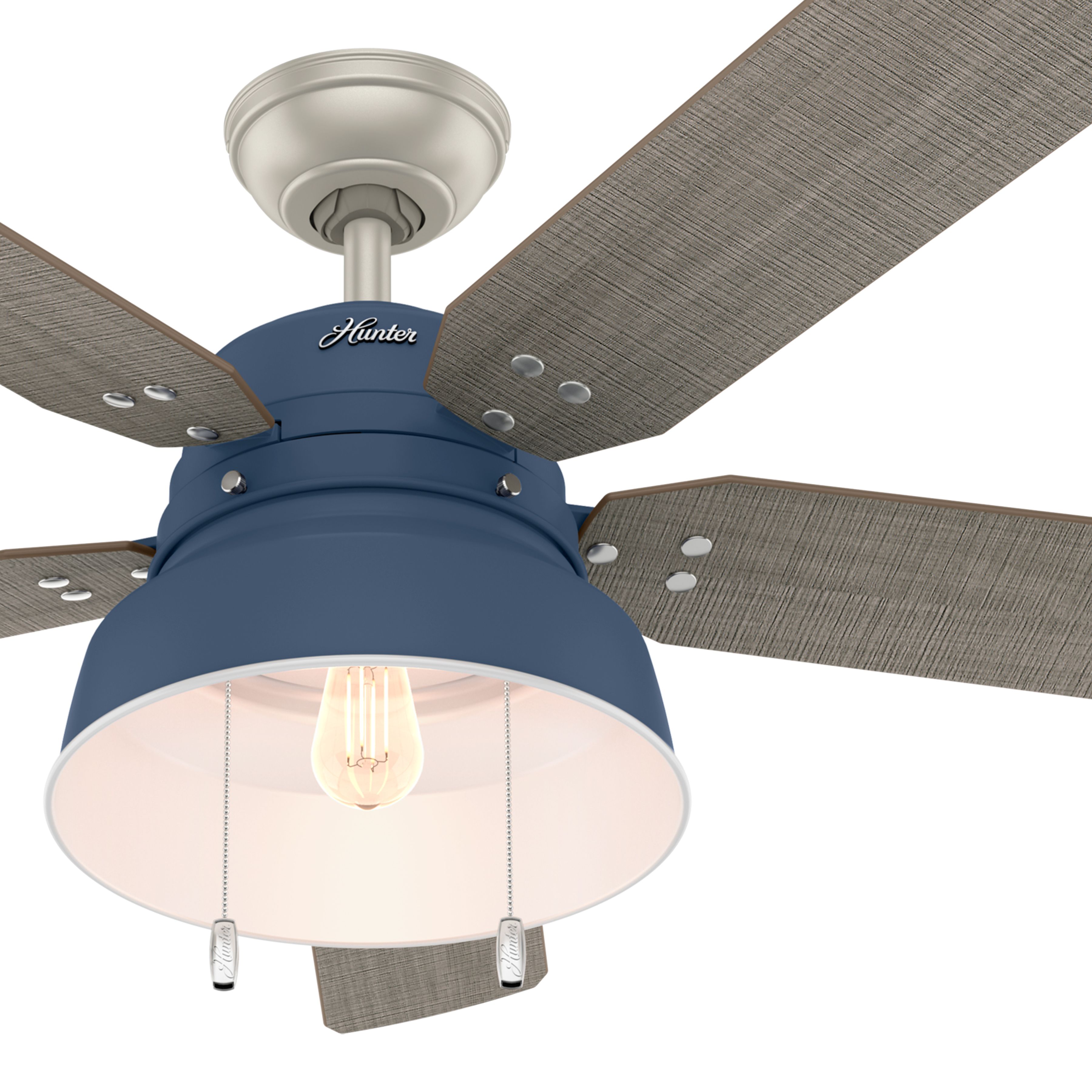 Hunter Fan 52 inch Indigo Blue Casual Indoor/Outdoor Ceiling Fan with Light Kit (Renewed)