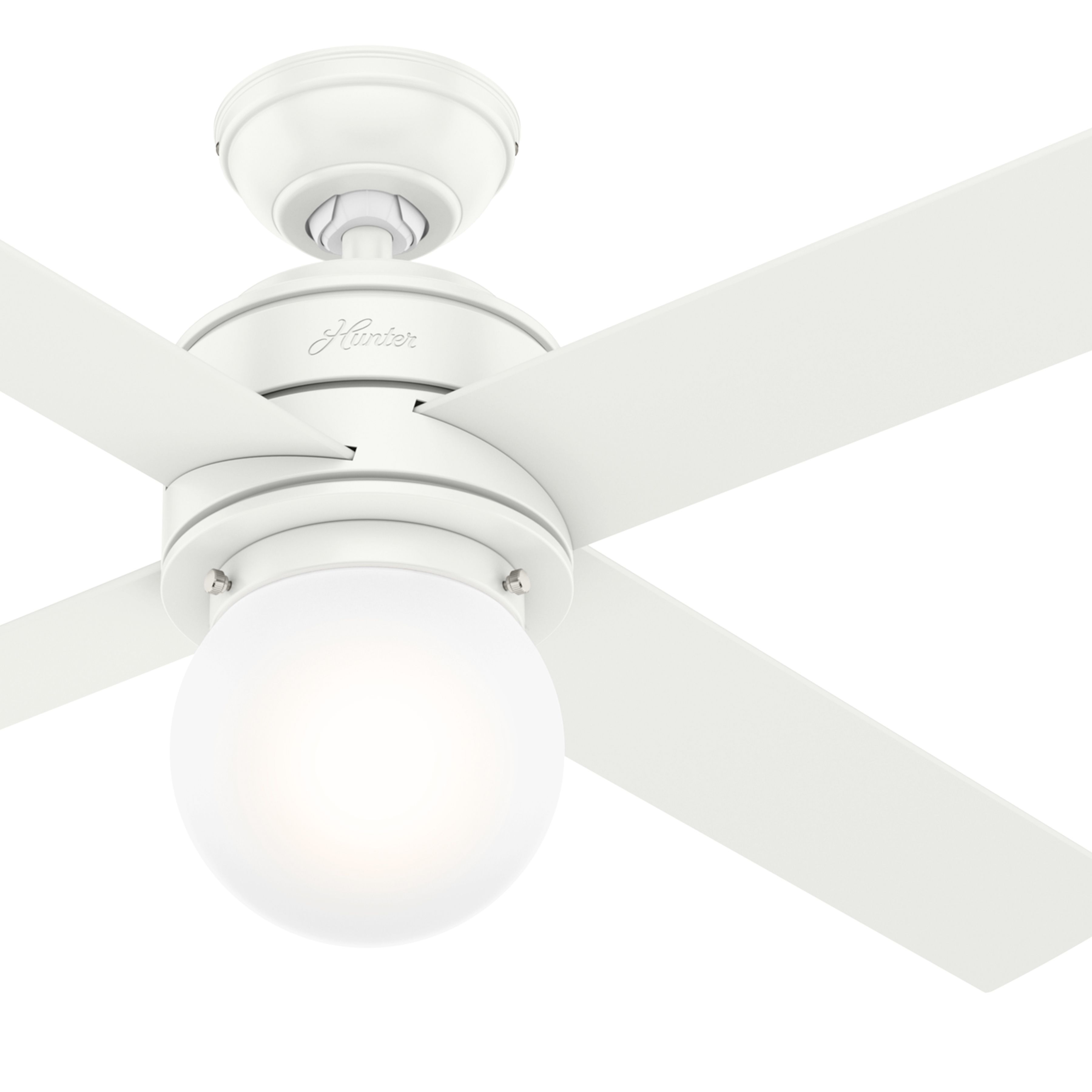 Hunter Fan 52 inch Casual Matte White Indoor Ceiling Fan with Light Kit (Certified Refurbished)