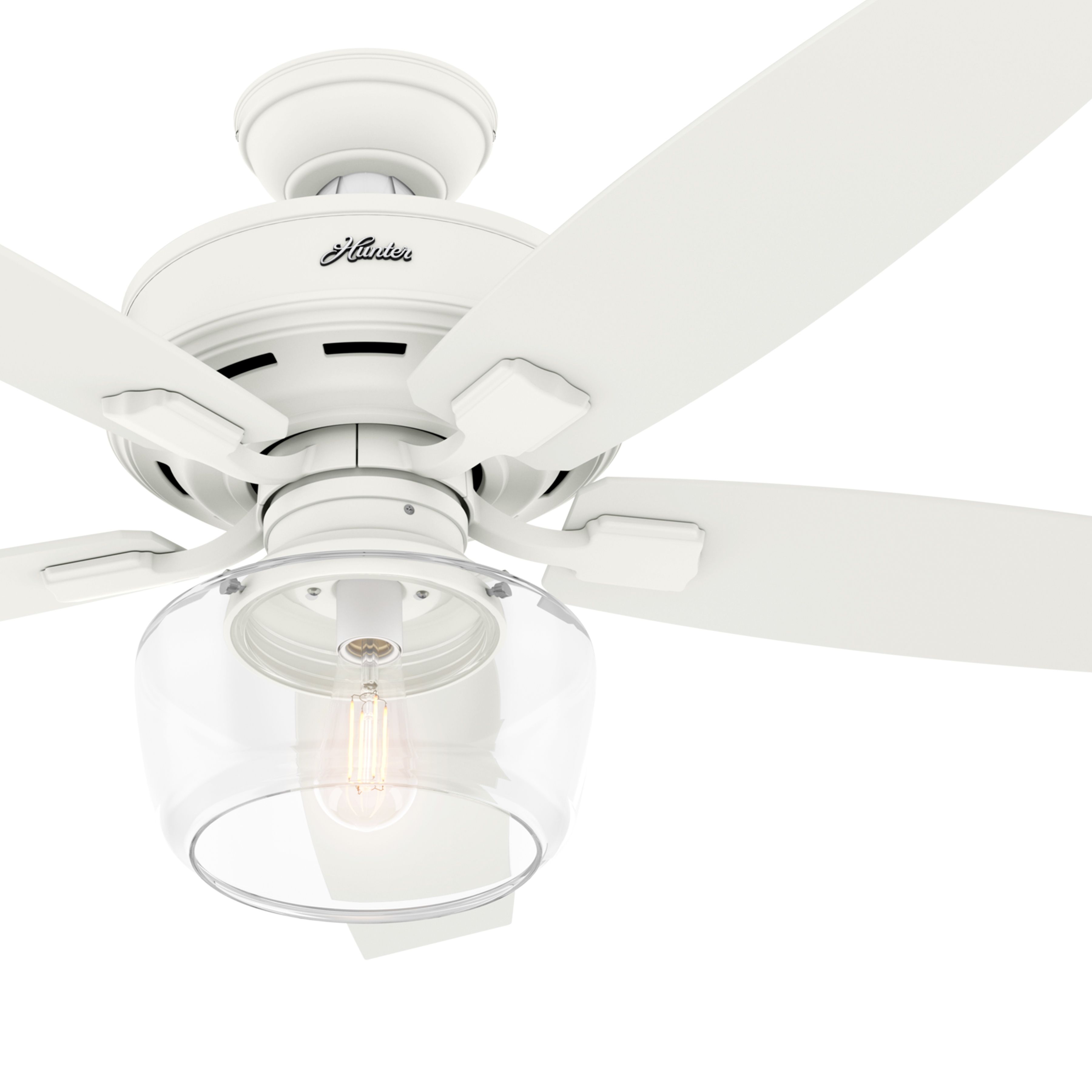 Hunter Fan 52 inch Matte White Casual Indoor Ceiling Fan with Light Kit and Remote Control (Renewed)