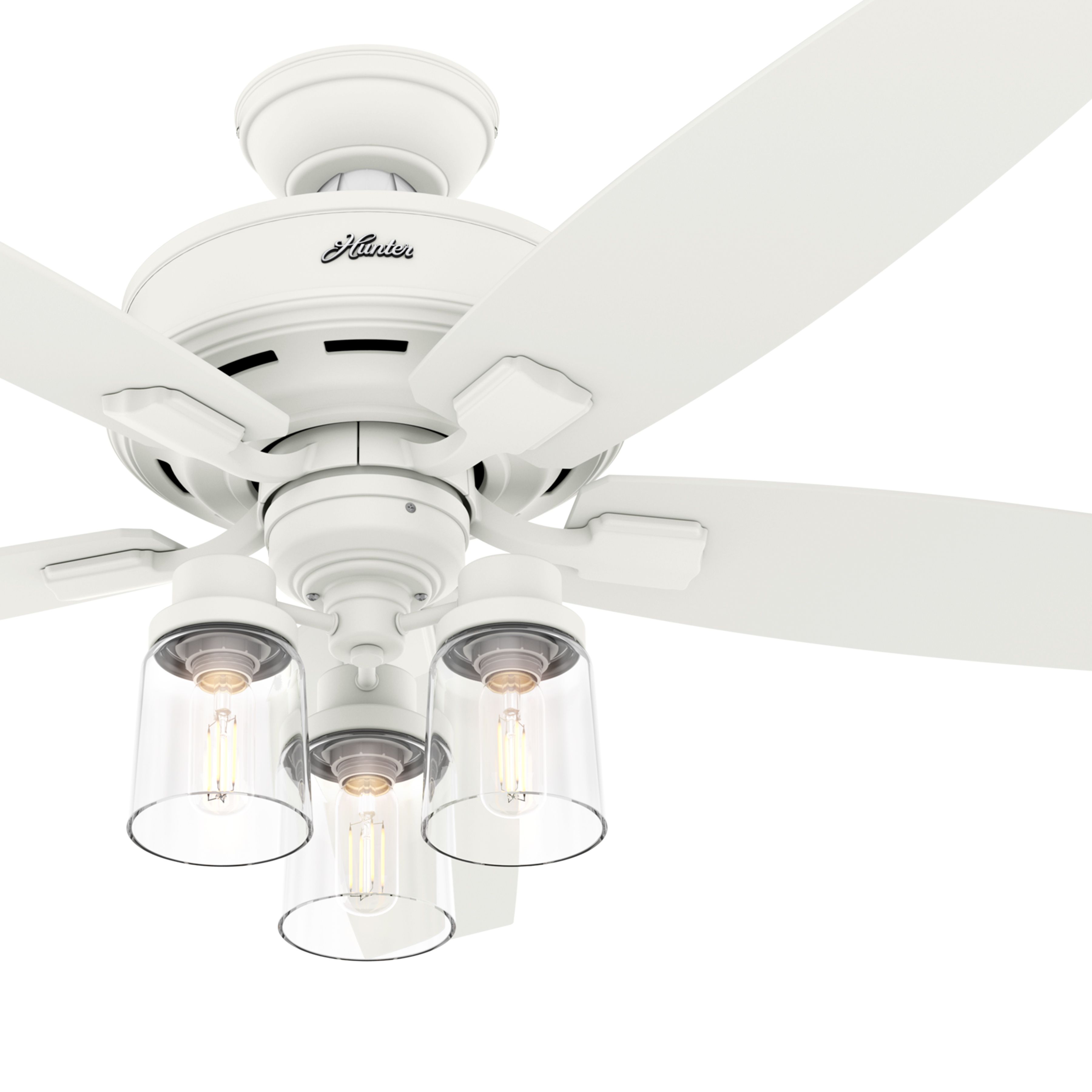 Hunter Fan 52 in. Casual Matte White Indoor Ceiling Fan with Light Kit and Remote Control (Certified Refurbished)