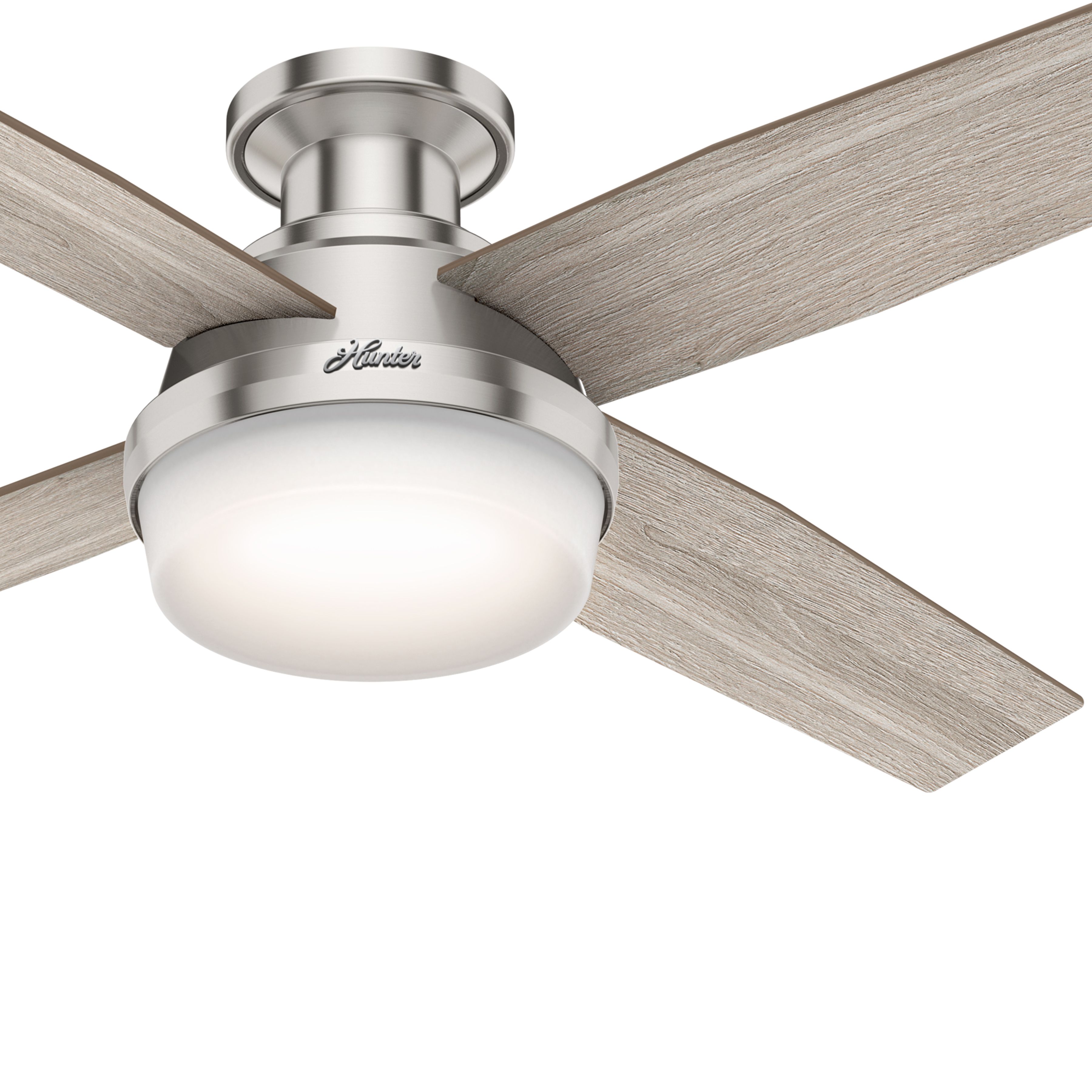 Hunter Fan 52 inch Contemporary Brushed Nickel Ceiling Fan with Light Kit and Remote Control (Renewed)