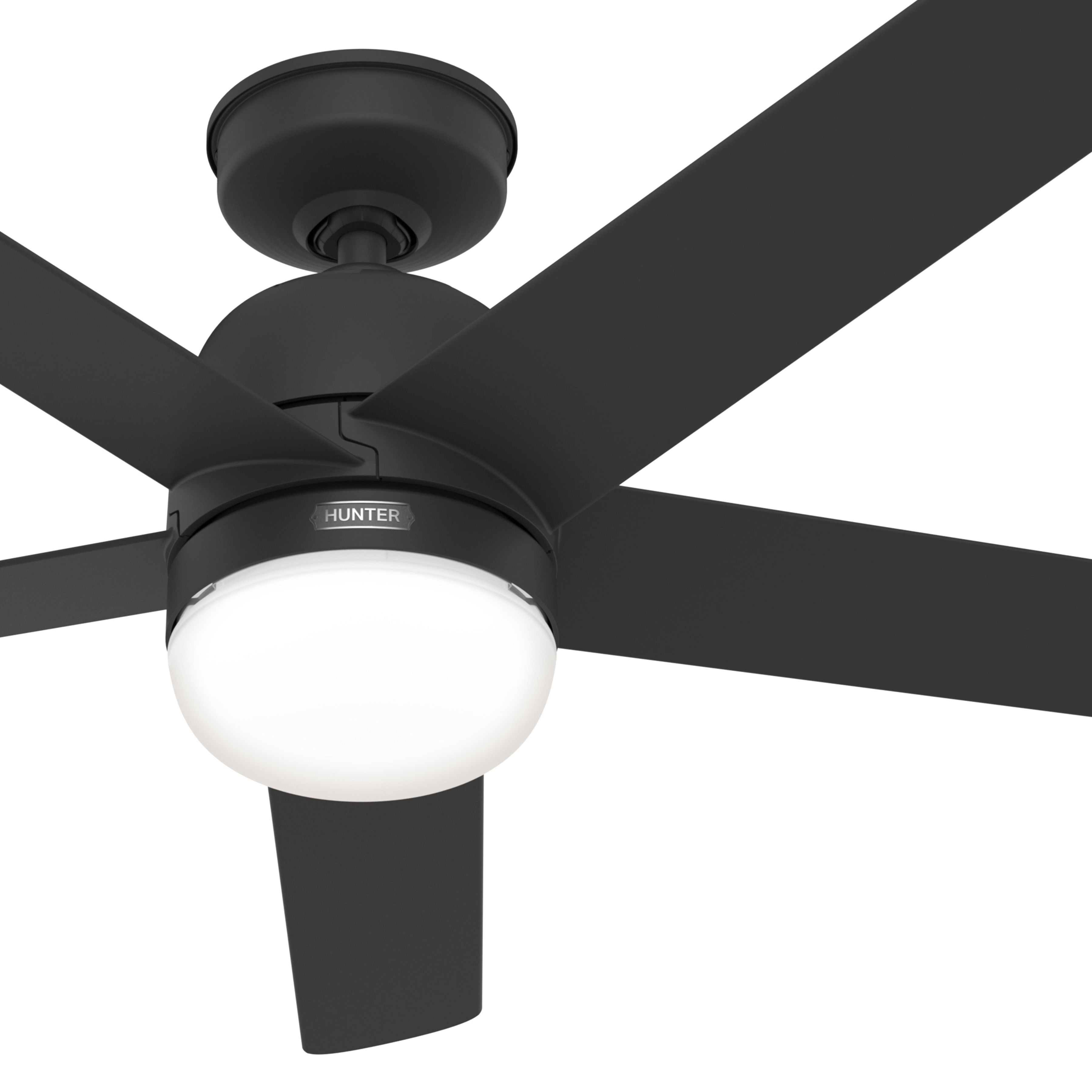 Hunter Fan 52 inch Casual Matte Black Outdoor Ceiling Fan with LED Light Kit and 5 Blades (Certified Refurbished)