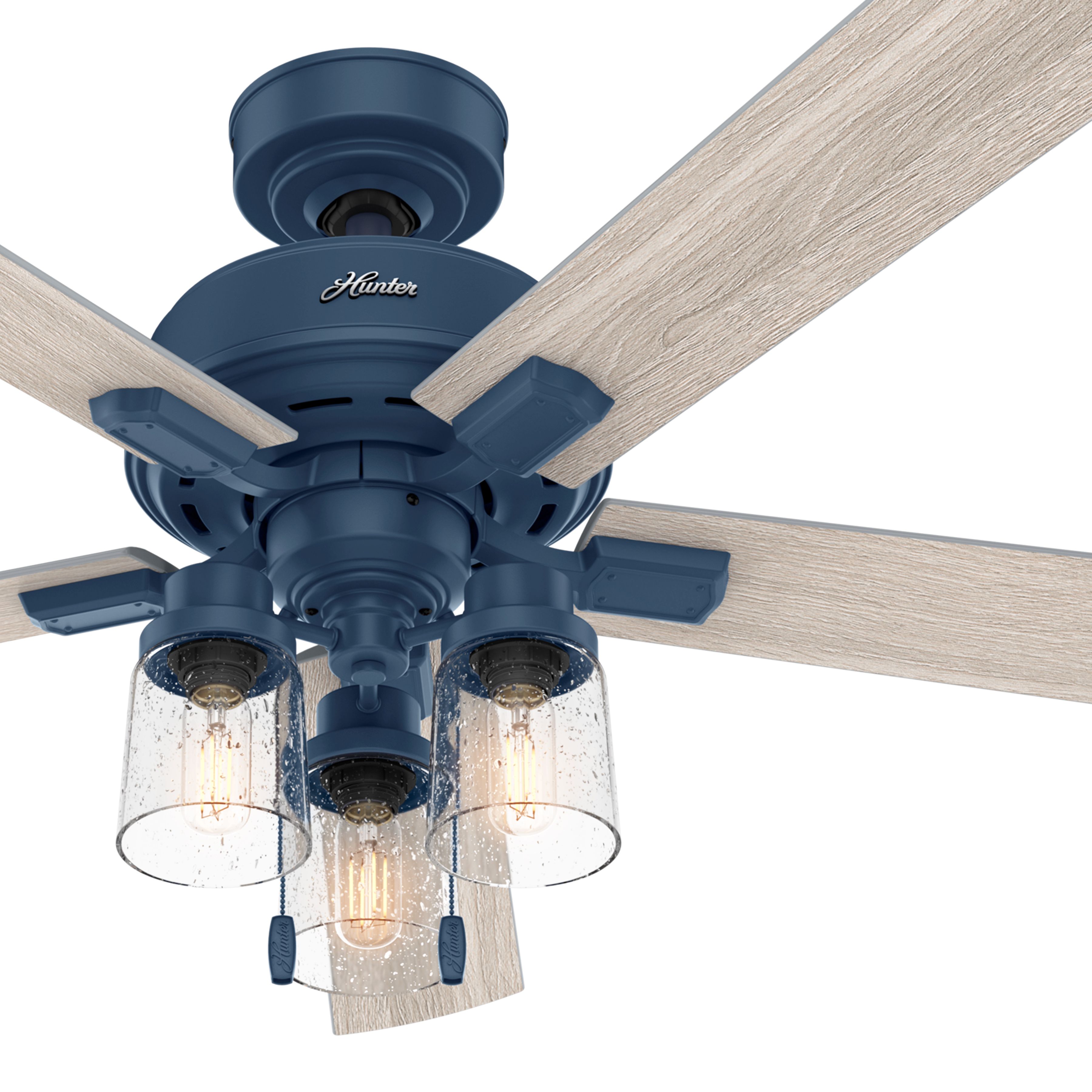 Hunter Fan 52 inch Casual Indigo Blue Indoor Ceiling Fan with Light Kit (Renewed)