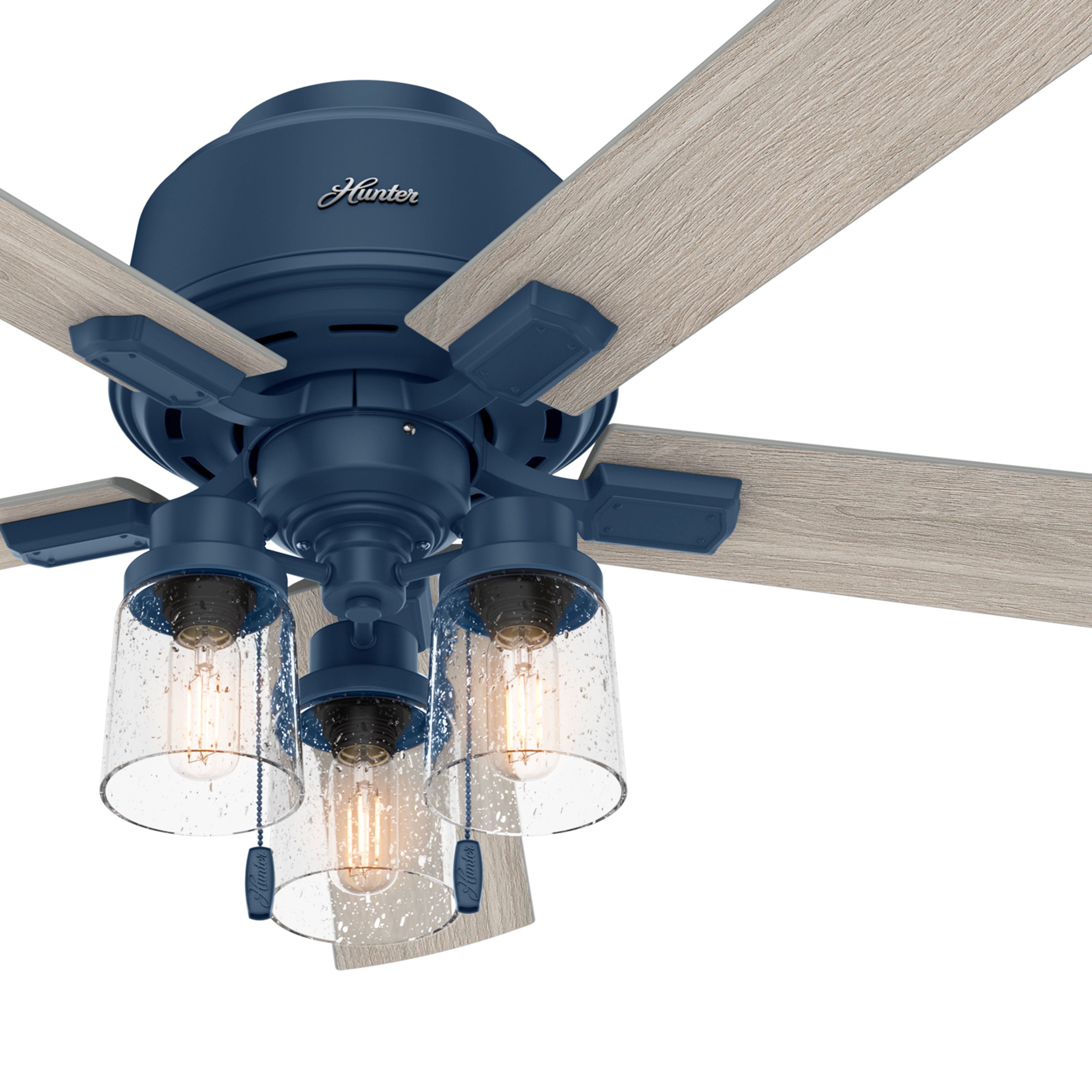 Hunter Fan 52 inch Low Profile Indigo Blue Indoor Ceiling Fan with Light Kit (Renewed)