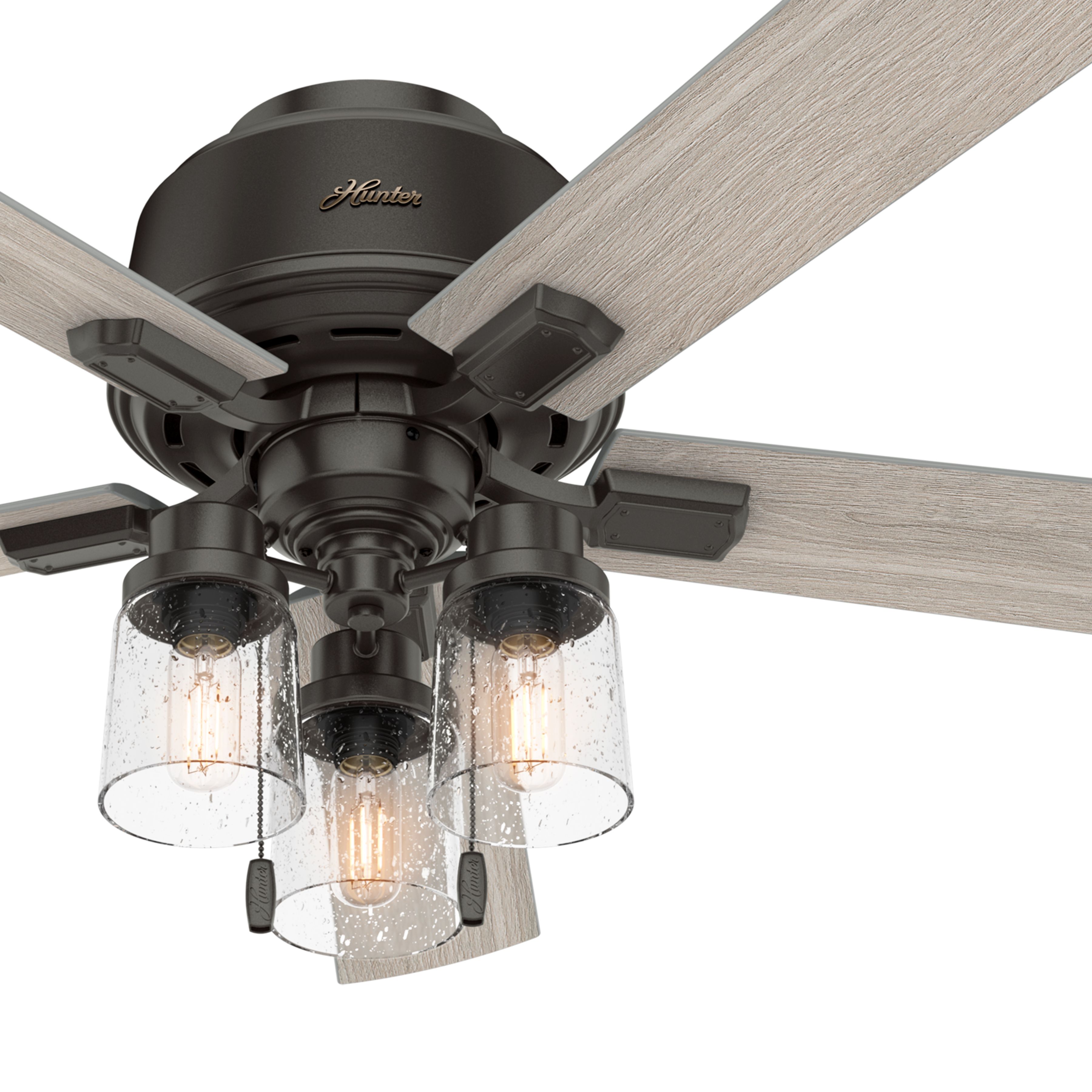 Hunter Fan 52 in. Low Profile Noble Bronze Indoor Ceiling Fan with Light Kit (Certified Refurbished)