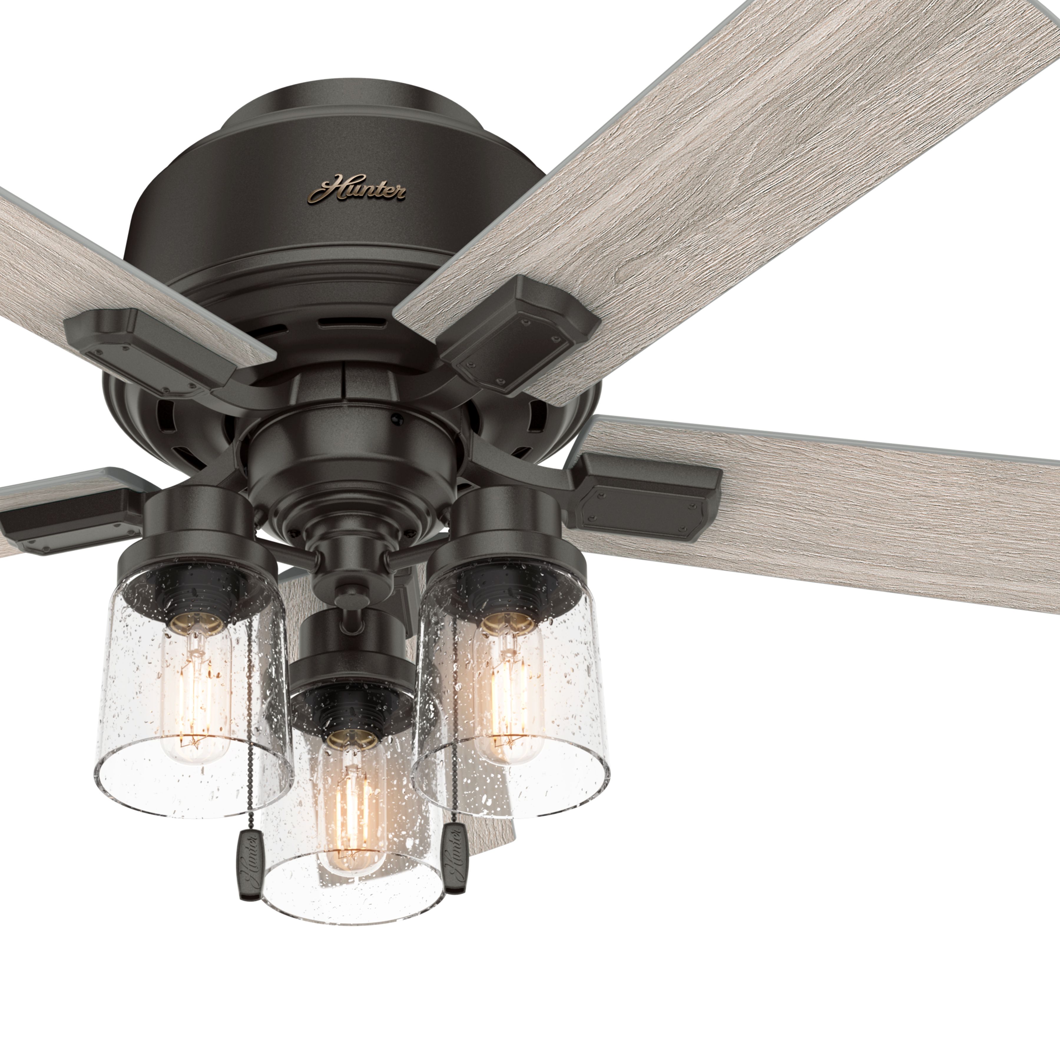 Hunter Fan 44 inch Low Profile Noble Bronze Indoor Ceiling Fan with Light Kit (Renewed)