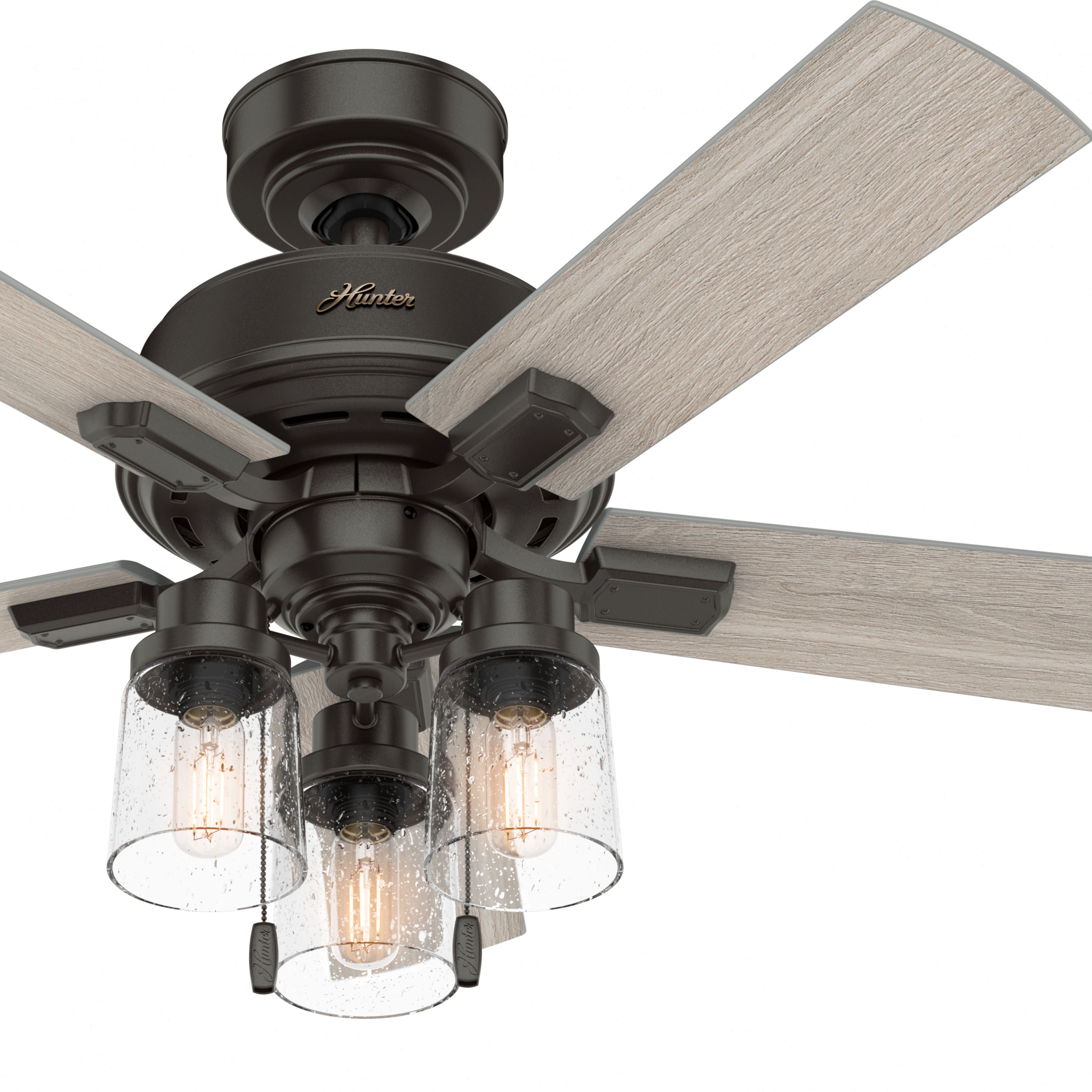 Hunter Fan 44 inch Noble Bronze Casual Indoor Ceiling Fan with Light Kit (Renewed)