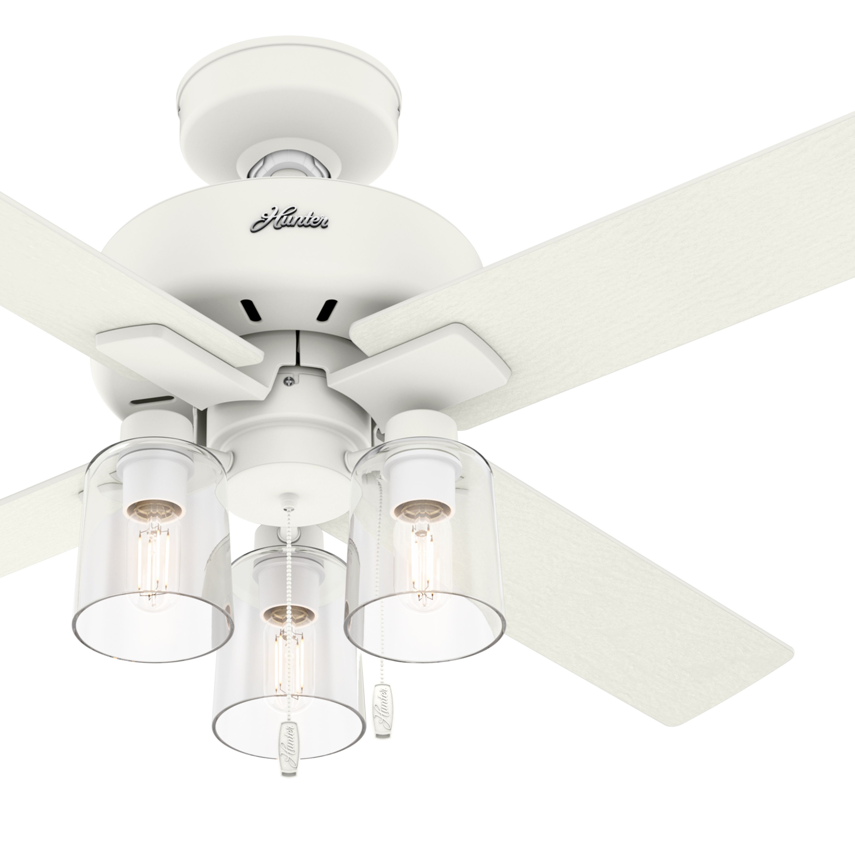 Hunter Fan 44 inch Contemporary Matte White Indoor Ceiling Fan with Light Kit (Renewed)