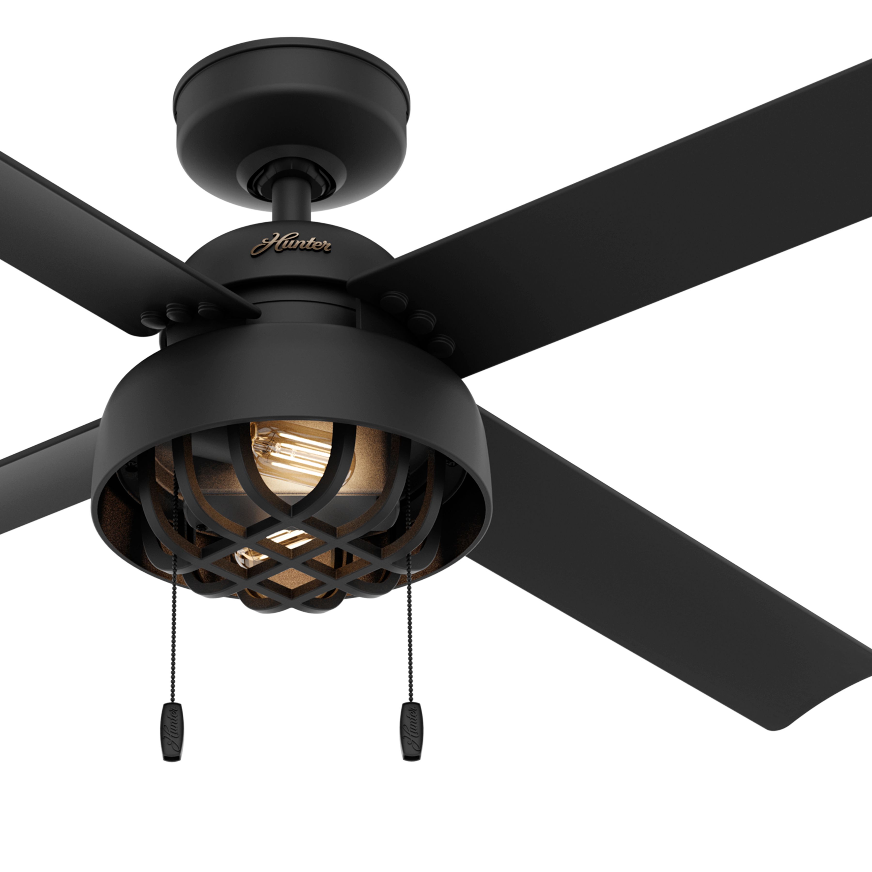 Hunter Fan 52 in. Contemporary Matte Black Indoor / Outdoor Ceiling Fan with Light Kit (Certified Refurbished)