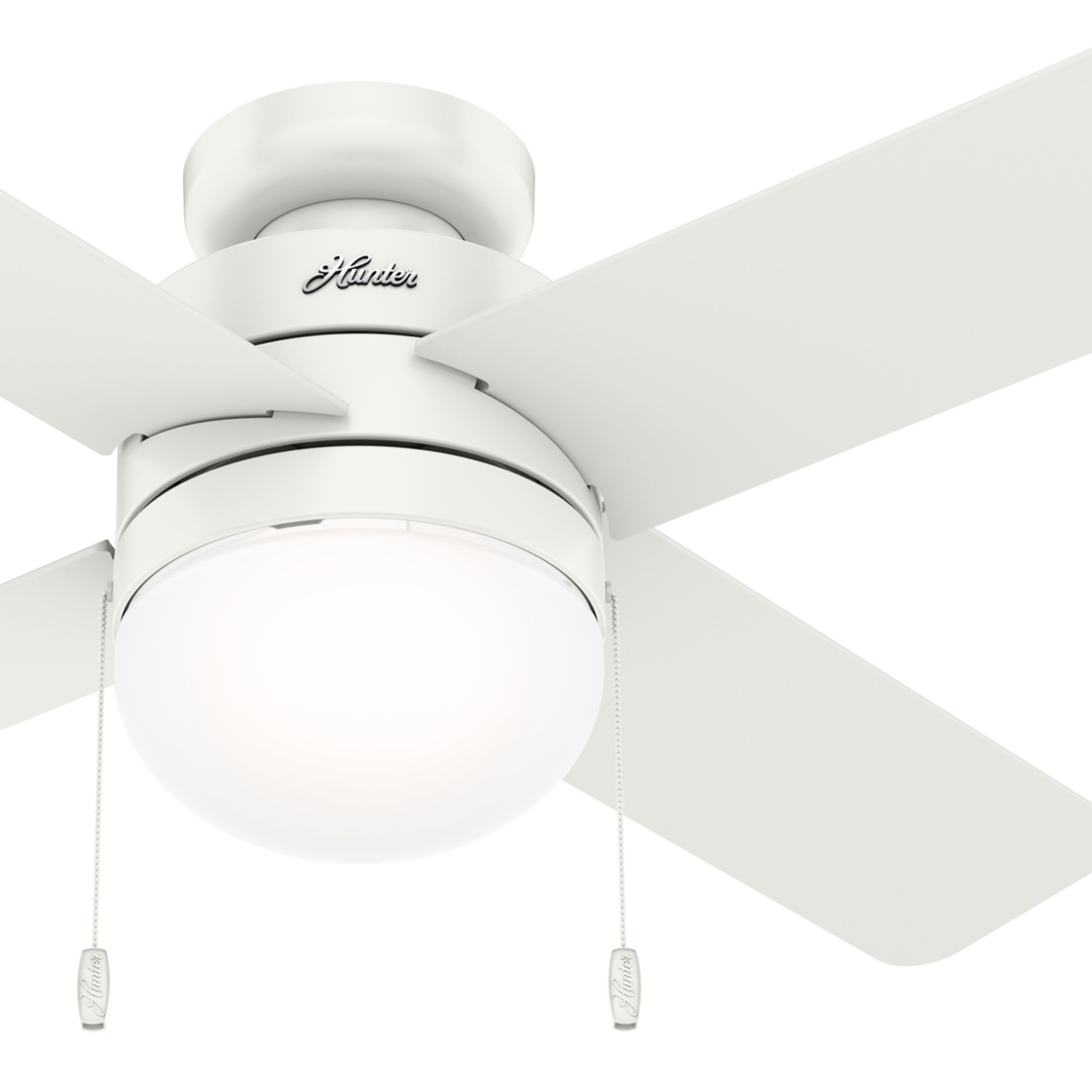 Hunter Fan 44 inch Low Profile Indoor Fresh White Ceiling Fan with Light Kit (Renewed)