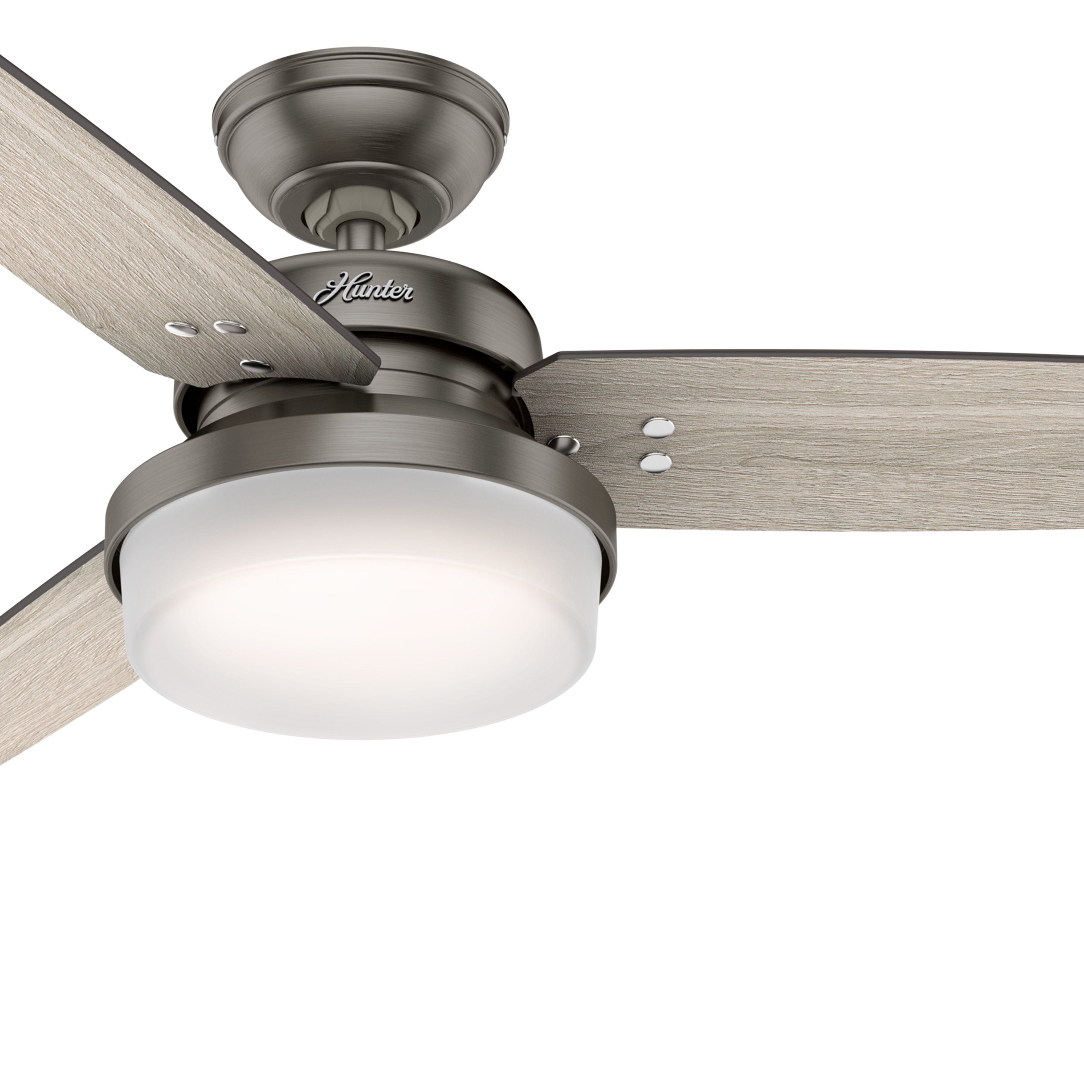 Hunter Fan 44 inch Contemporary Brushed Nickel Ceiling Fan with Light and Remote (Certified Refurbished)
