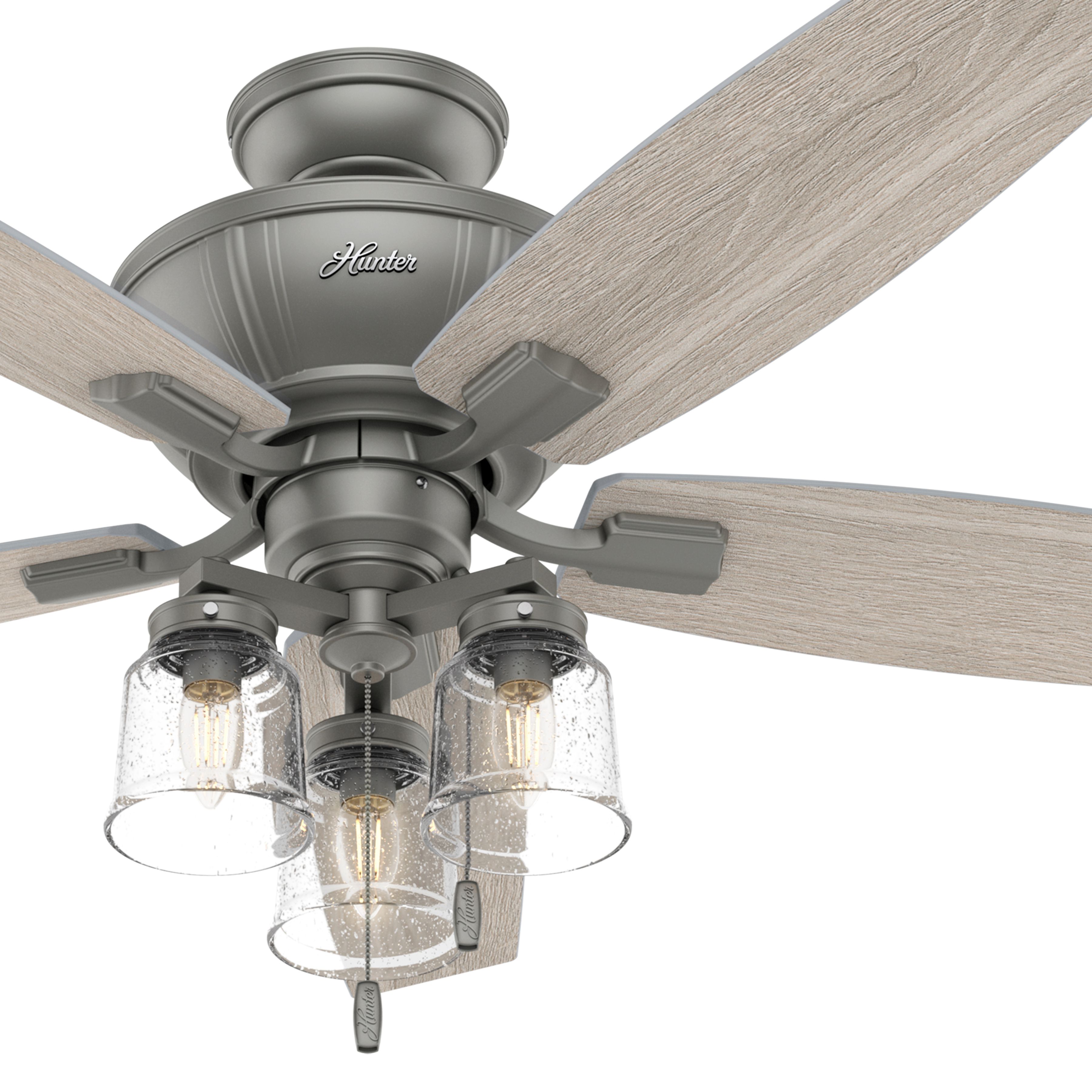 Hunter Fan 52 in. Matte Silver Casual Indoor Ceiling Fan with Light Kit (Certified Refurbished)