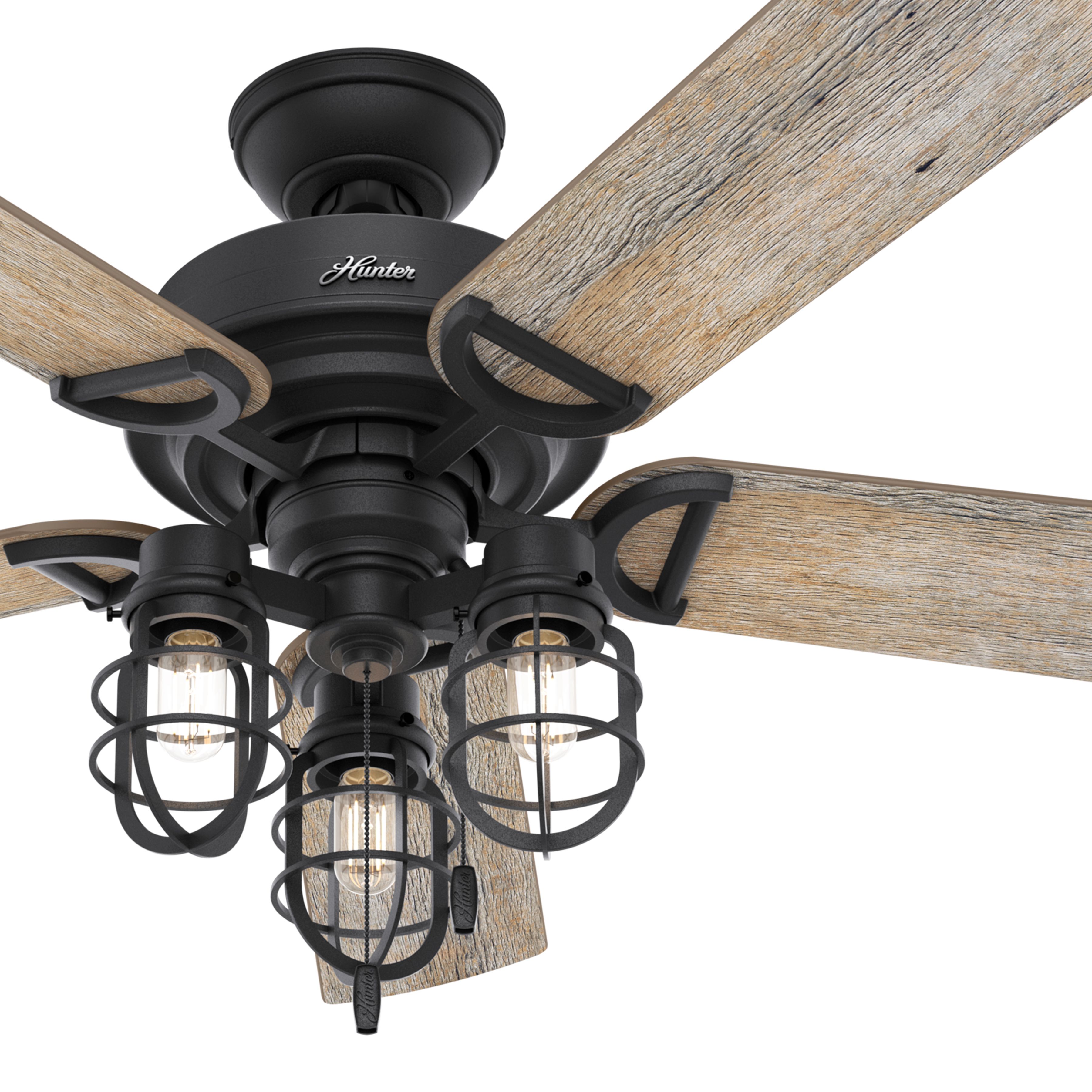 Hunter Fan 52 inch Natural Iron Casual Indoor/Outdoor Ceiling Fan with Light Kit (Renewed)