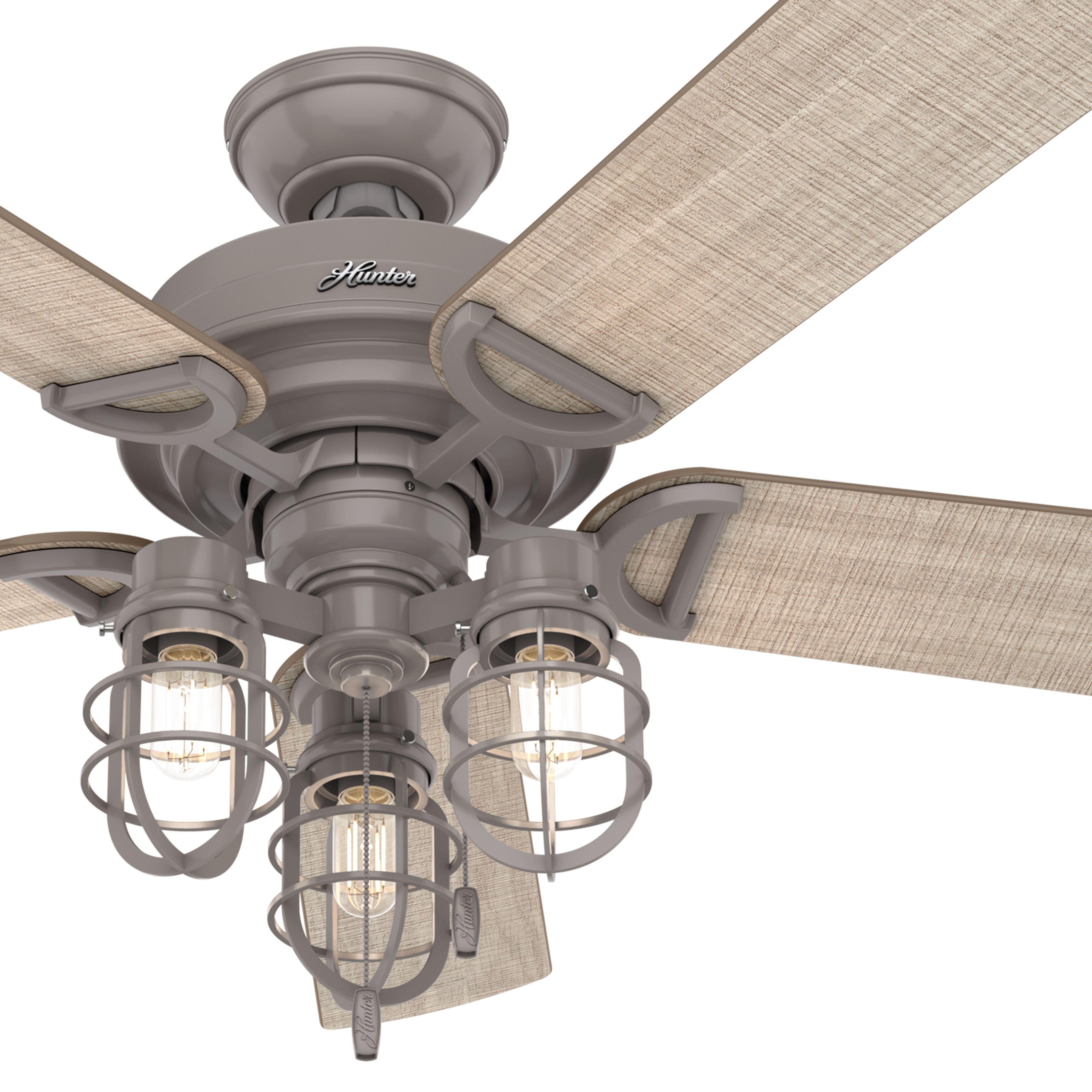 Hunter Fan 52 inch Quartz Grey Casual Indoor/Outdoor Ceiling Fan with Light Kit (Renewed)