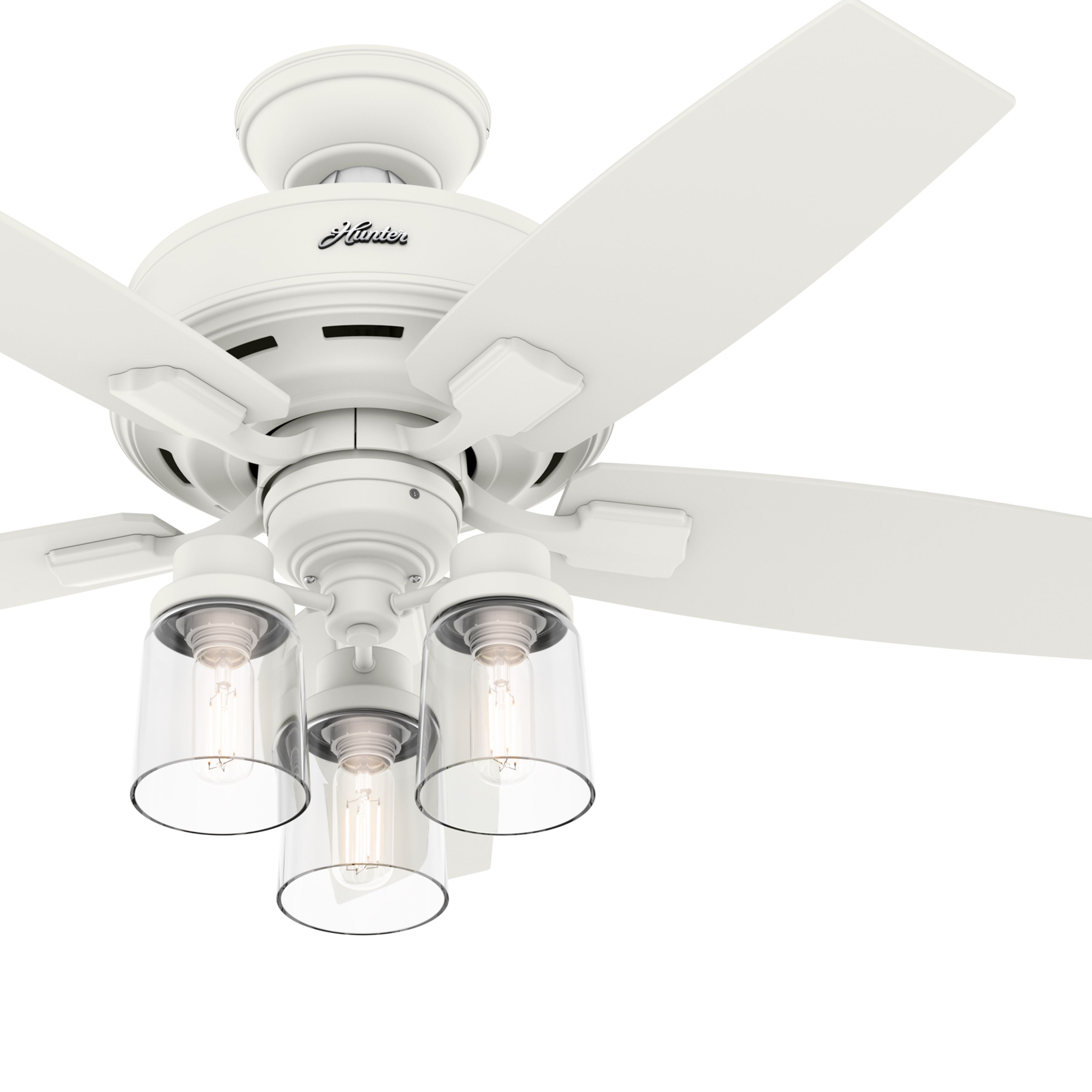 Hunter Fan 44 inch Casual Matte White Indoor Ceiling Fan with Light Kit and Remote Control (Renewed)