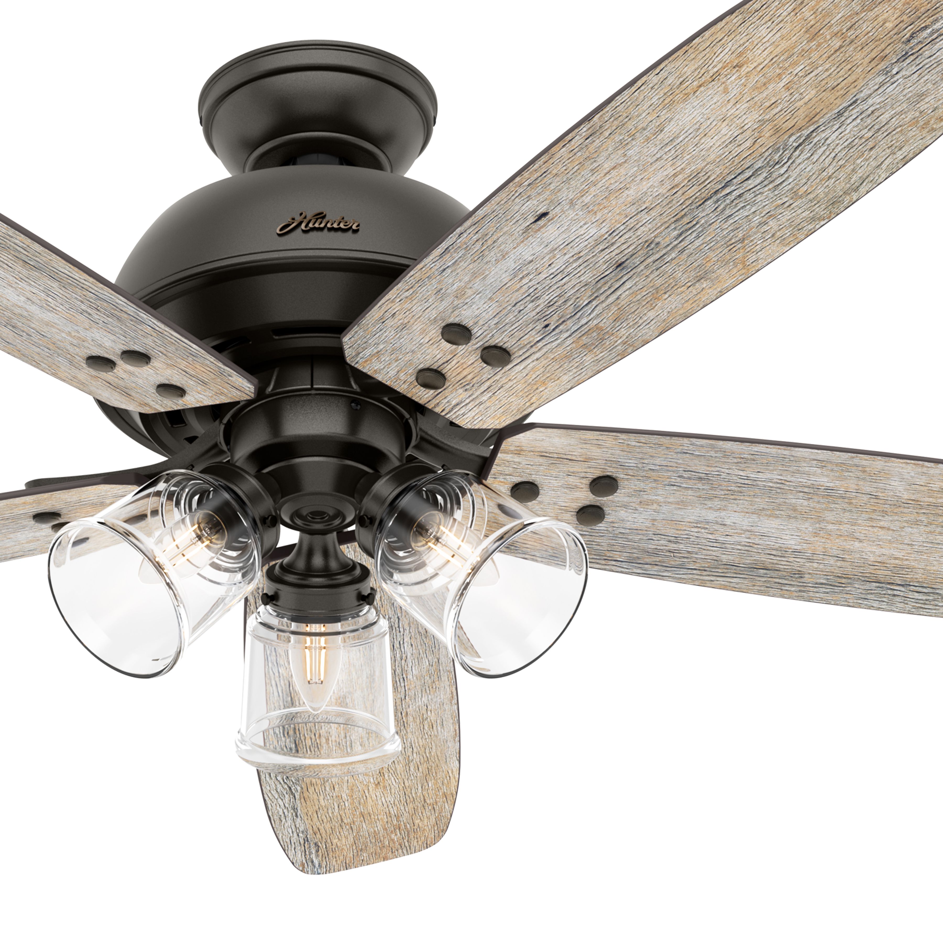 Hunter Fan 52 inch Casual Noble Bronze Indoor Ceiling Fan with Light Kit and Remote Control (Renewed)
