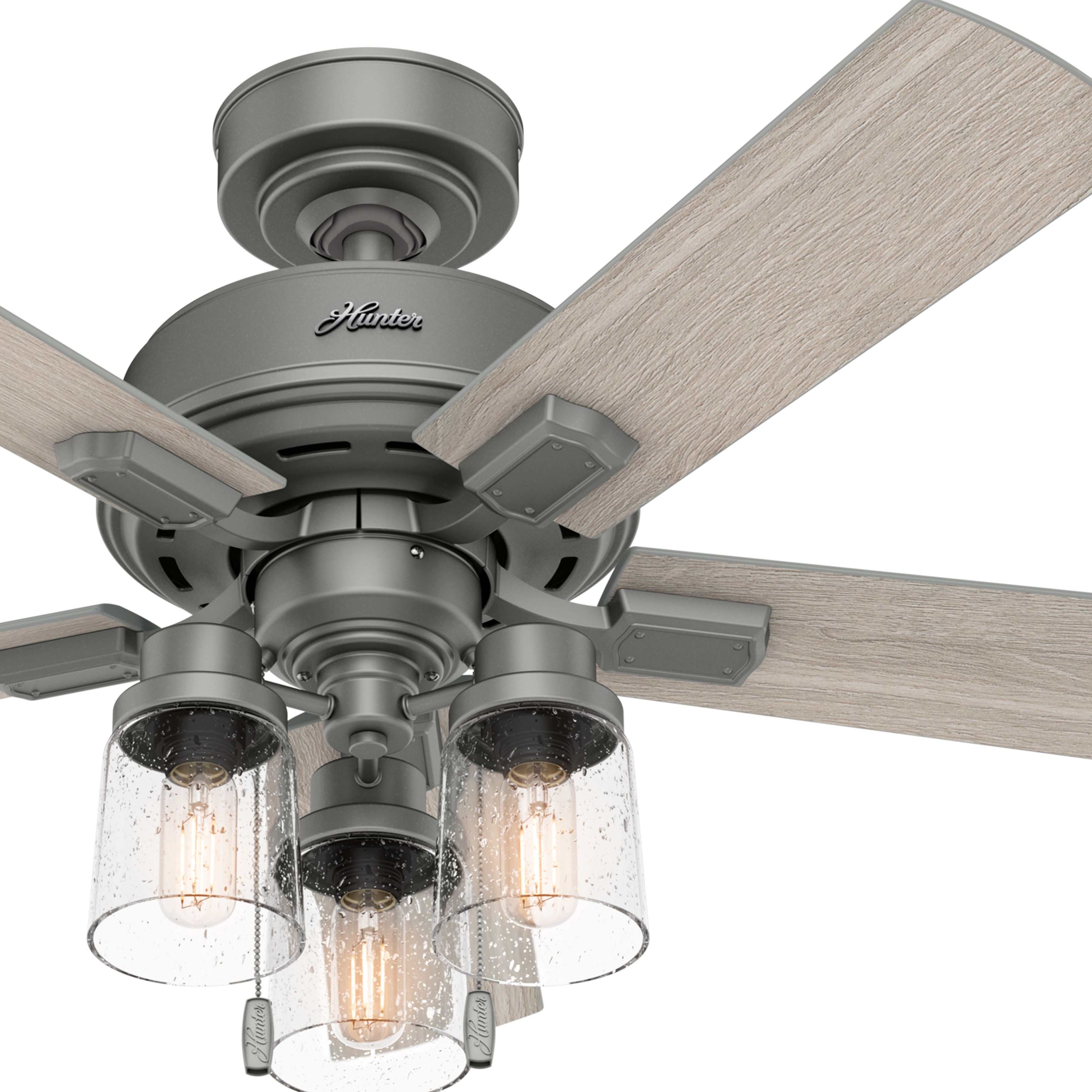 Hunter Fan 44 in. Casual Matte Silver Indoor Ceiling Fan with Light Kit (Certified Refurbished)