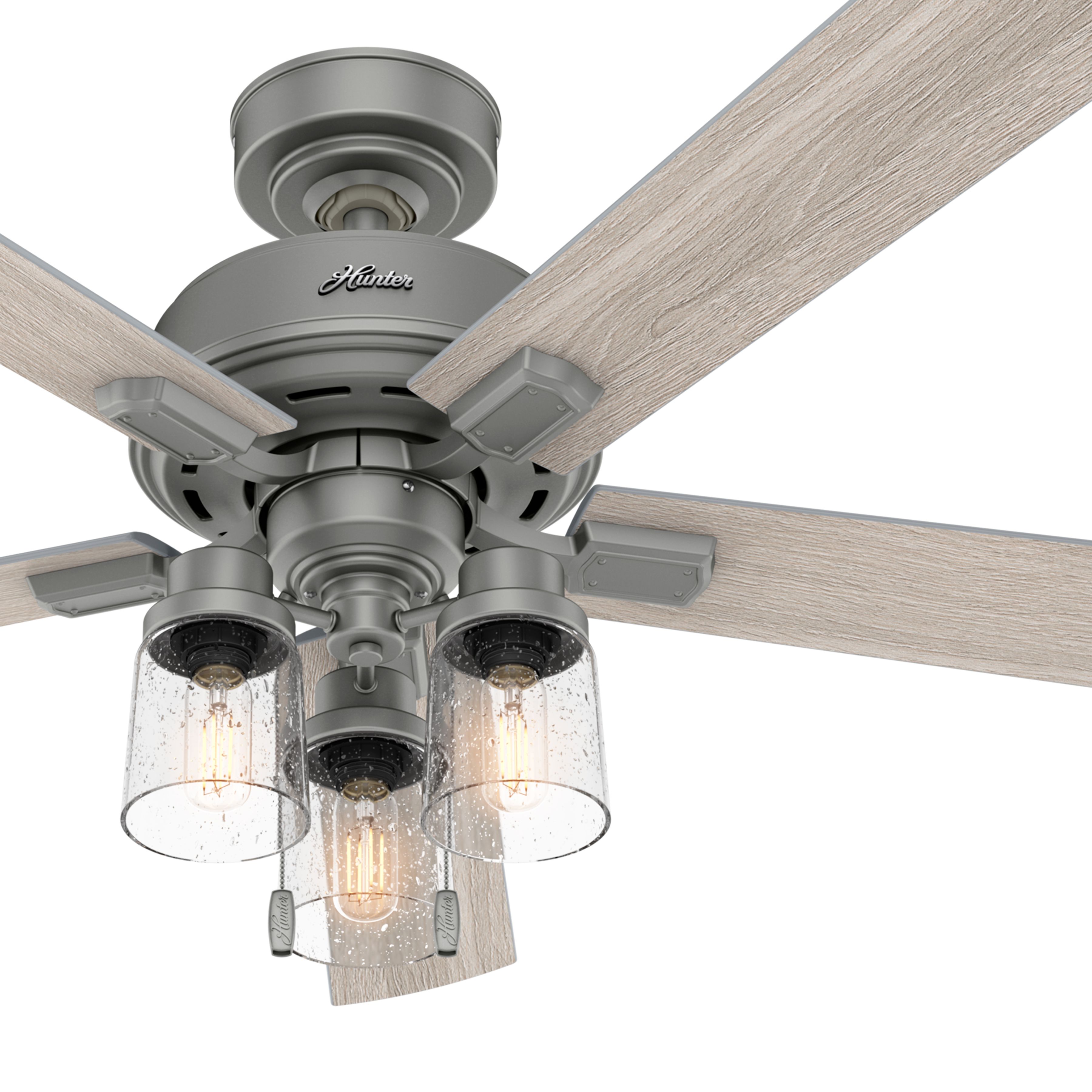 Hunter Fan 52 in. Indoor Casual Matte Silver Ceiling Fan with Light Kit (Certified Refurbished)