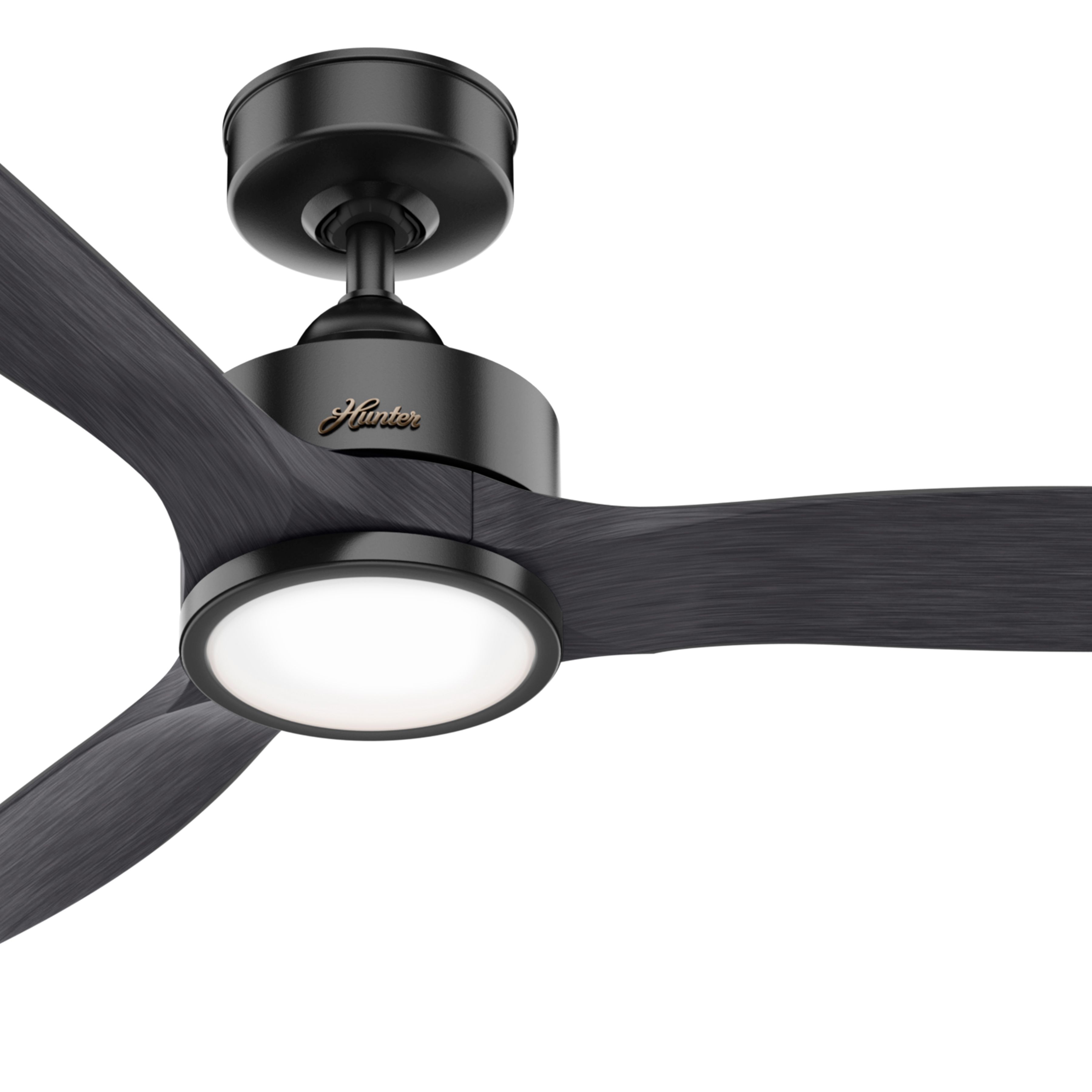 Hunter Fan 52 inch Casual Matte Black Outdoor Ceiling Fan with LED Light Kit and Remote Control (Certified Refurbished)