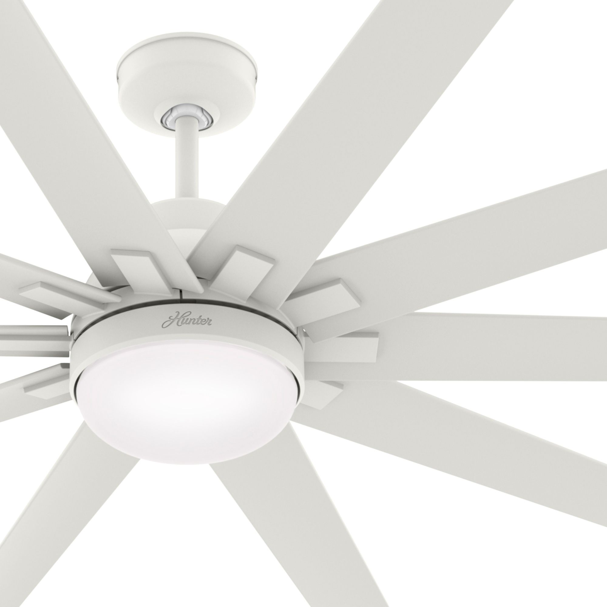 Hunter Fan 72 inch Casual Matte White Outdoor Ceiling Fan with LED Light Kit and 10 Blades (Certified Refurbished)