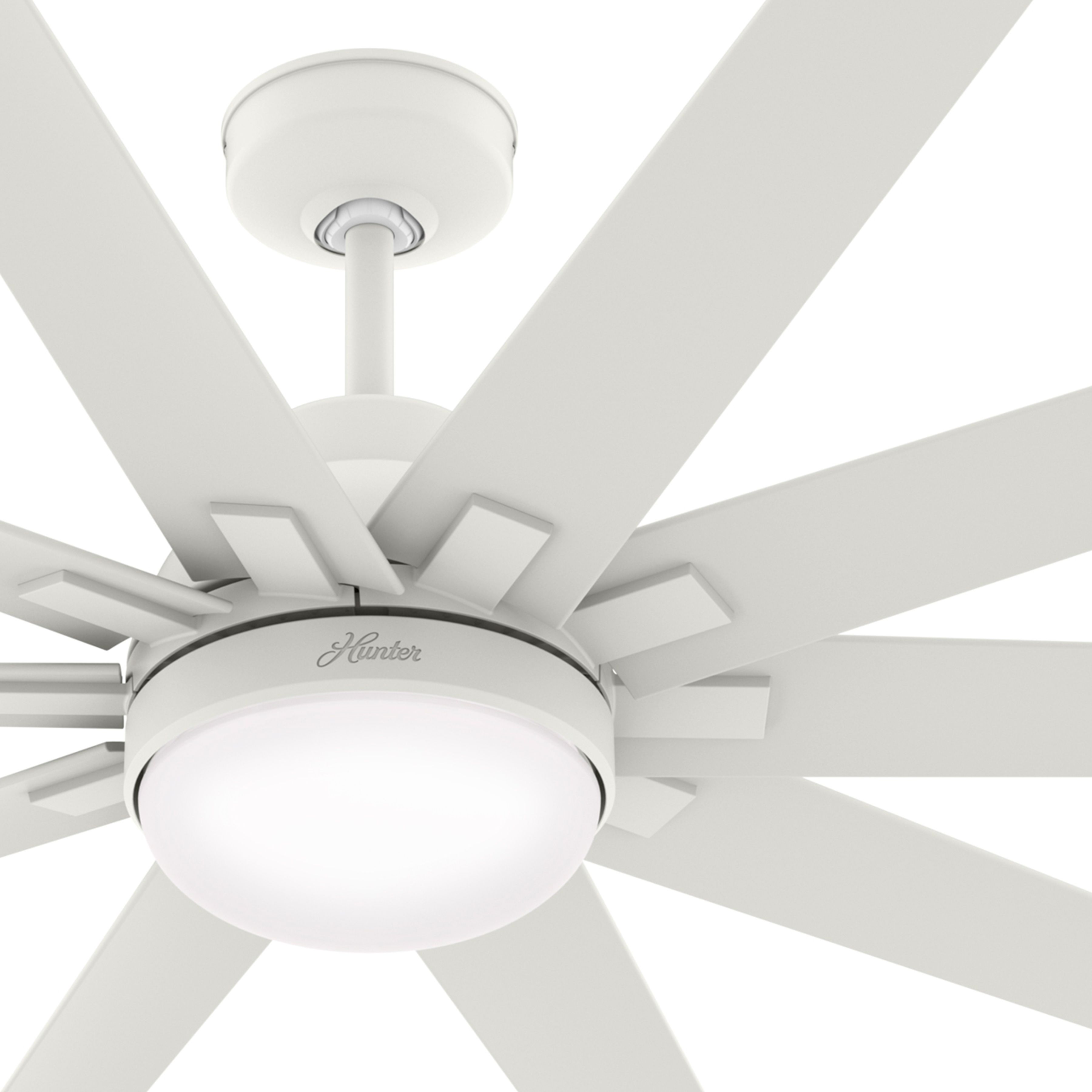 Hunter Fan 60 inch Casual Matte White Outdoor Ceiling Fan with Light Kit (Certified Refurbished)