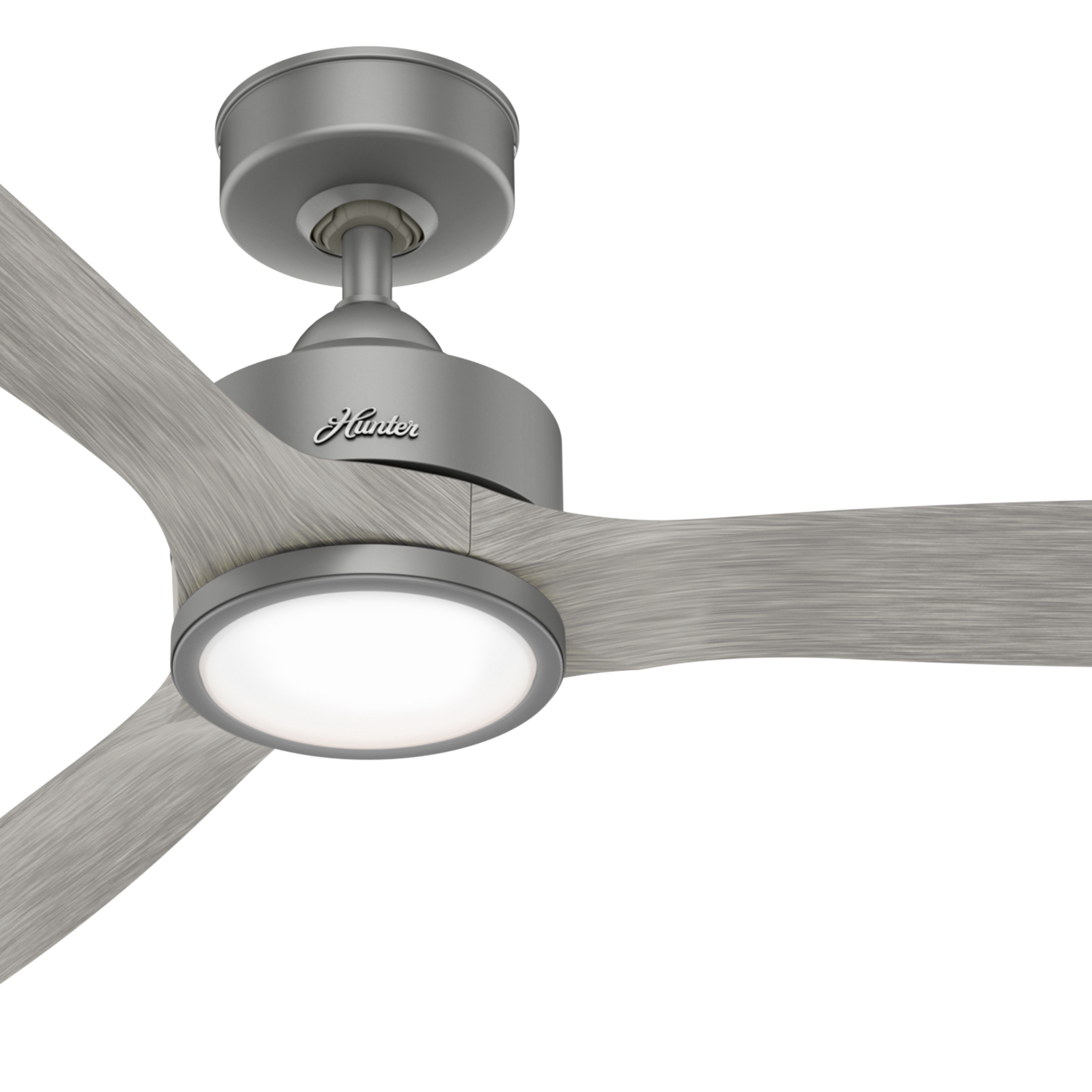Hunter Fan 72 inch Contemporary Matte Silver Indoor/Outdoor Ceiling Fan with Light Kit and Remote Control (Renewed)