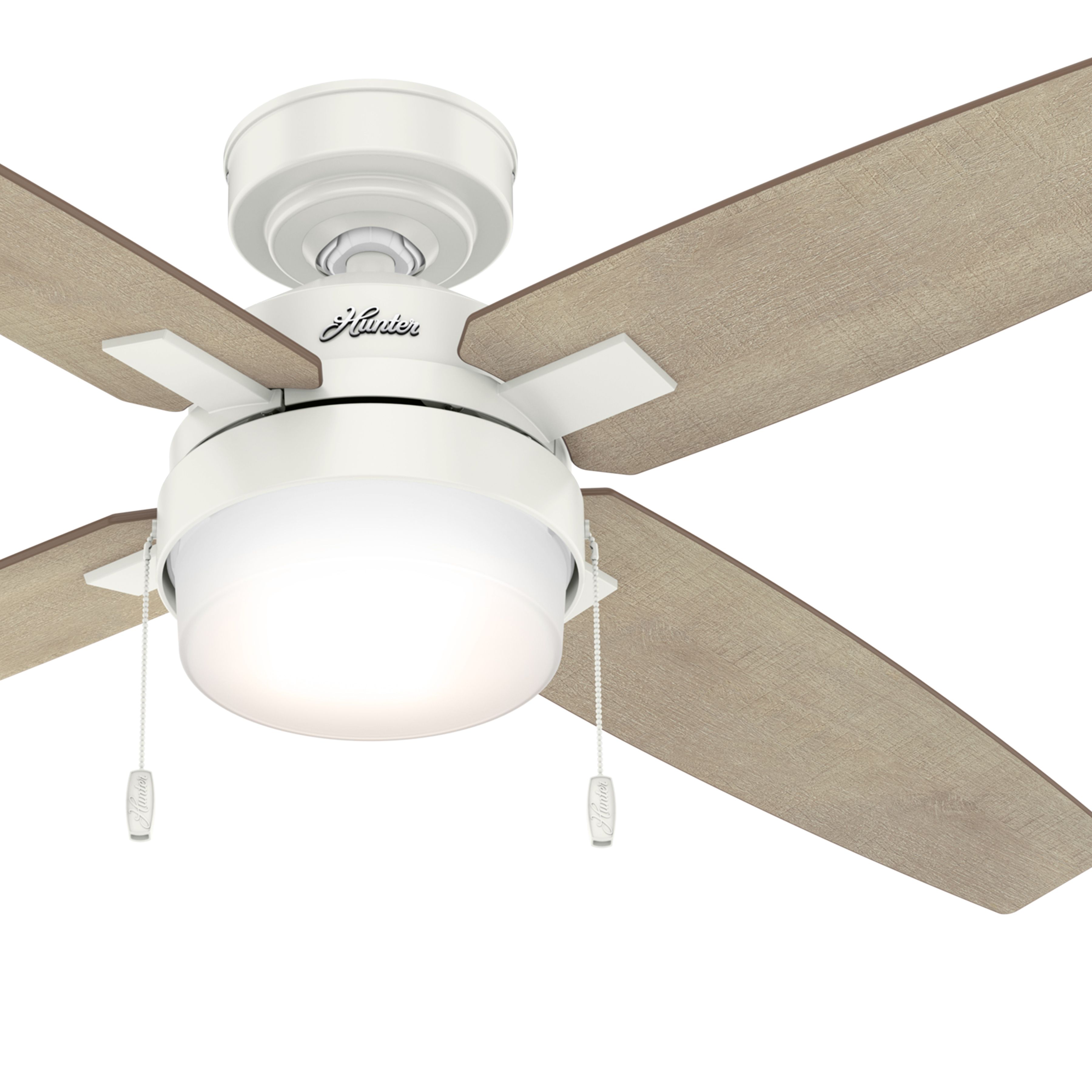 Hunter Fan 54 in Contemporary Fresh White Ceiling Fan with Light and Pull Chain (Certified Refurbished)