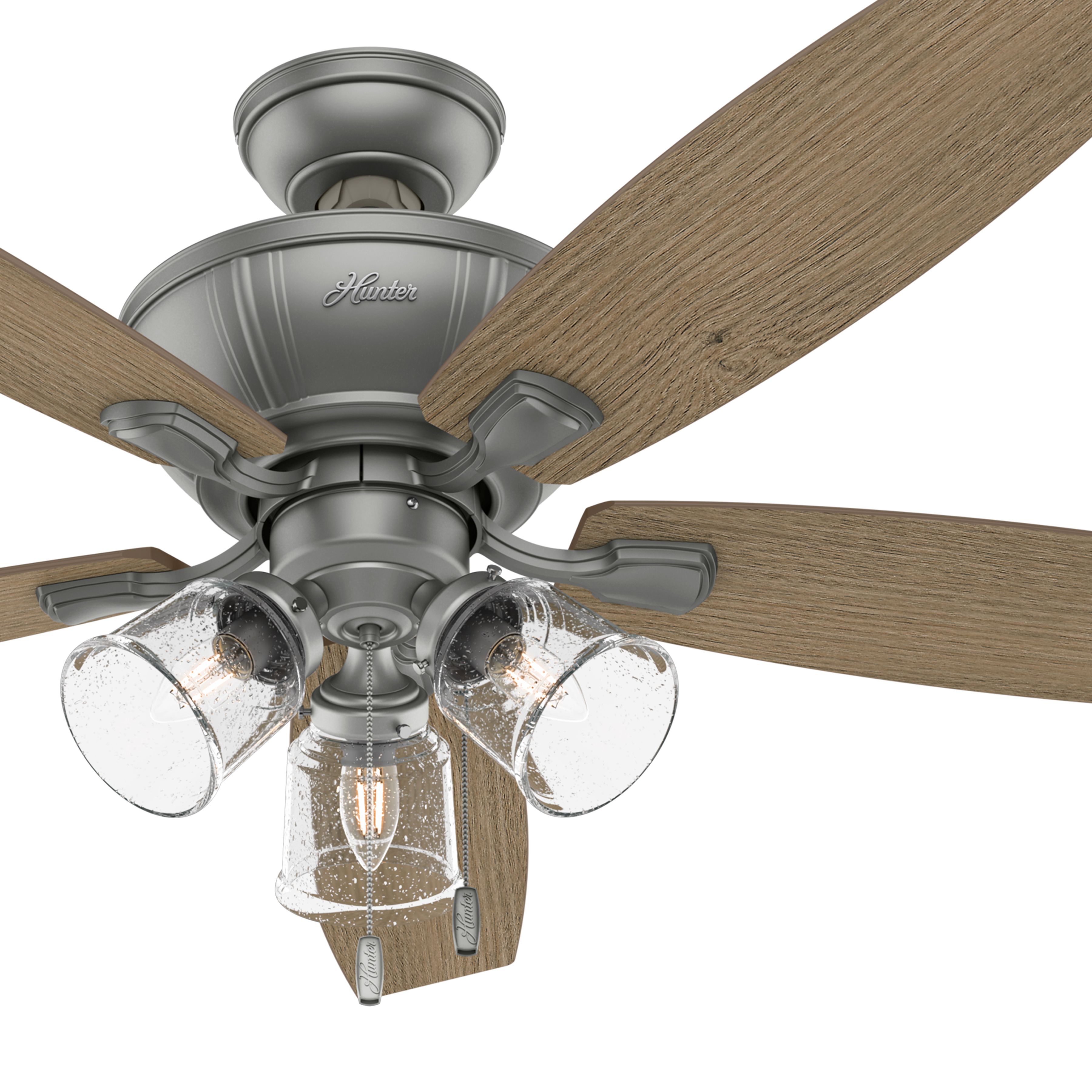 Hunter Fan 52 inch Casual Matte Silver Finish Indoor Ceiling Fan with Light Kit (Certified Refurbished)