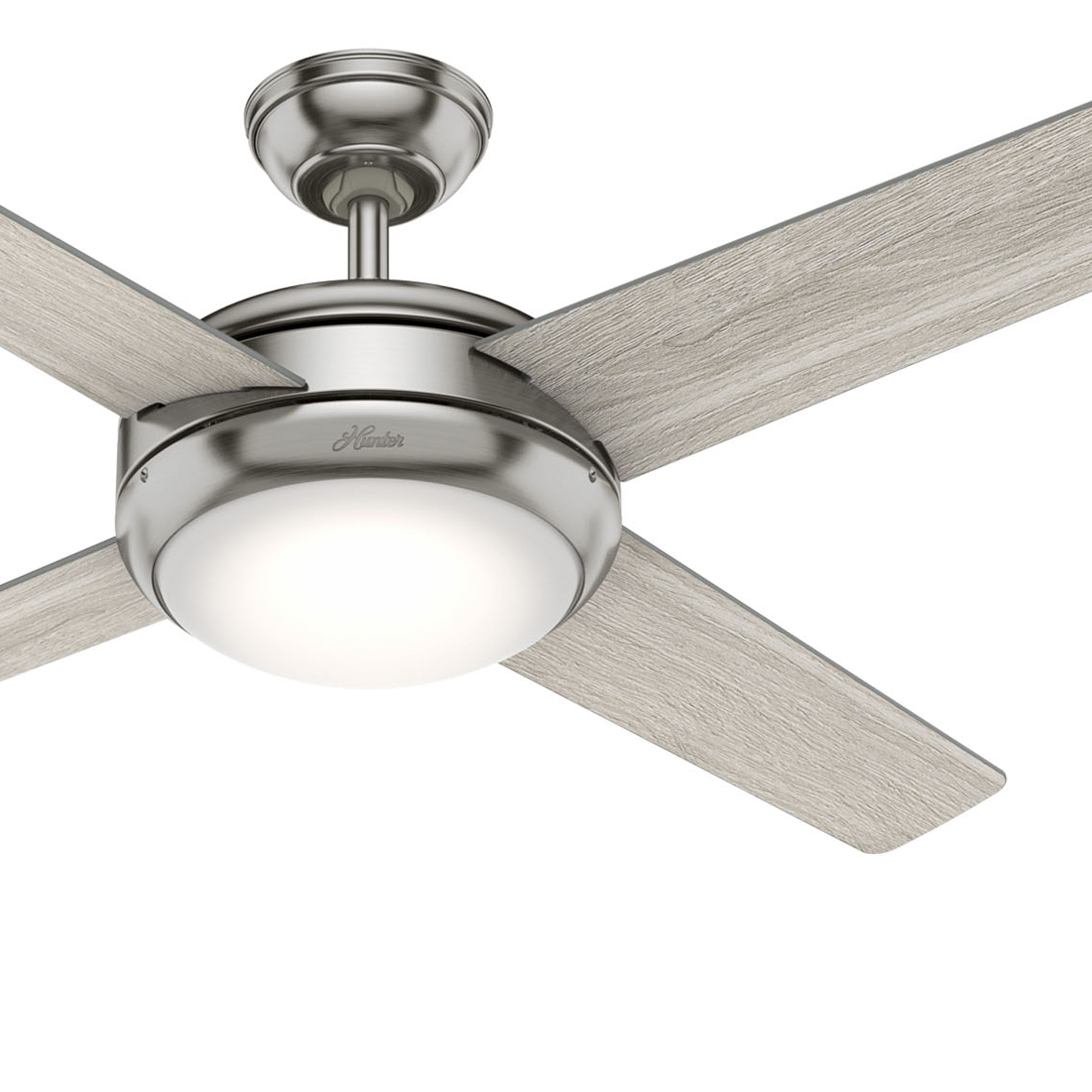Hunter Fan 52 inch Indoor Contemporary Brushed Nickel Ceiling Fan with Light Kit and Remote Control (Certified Refurbished)