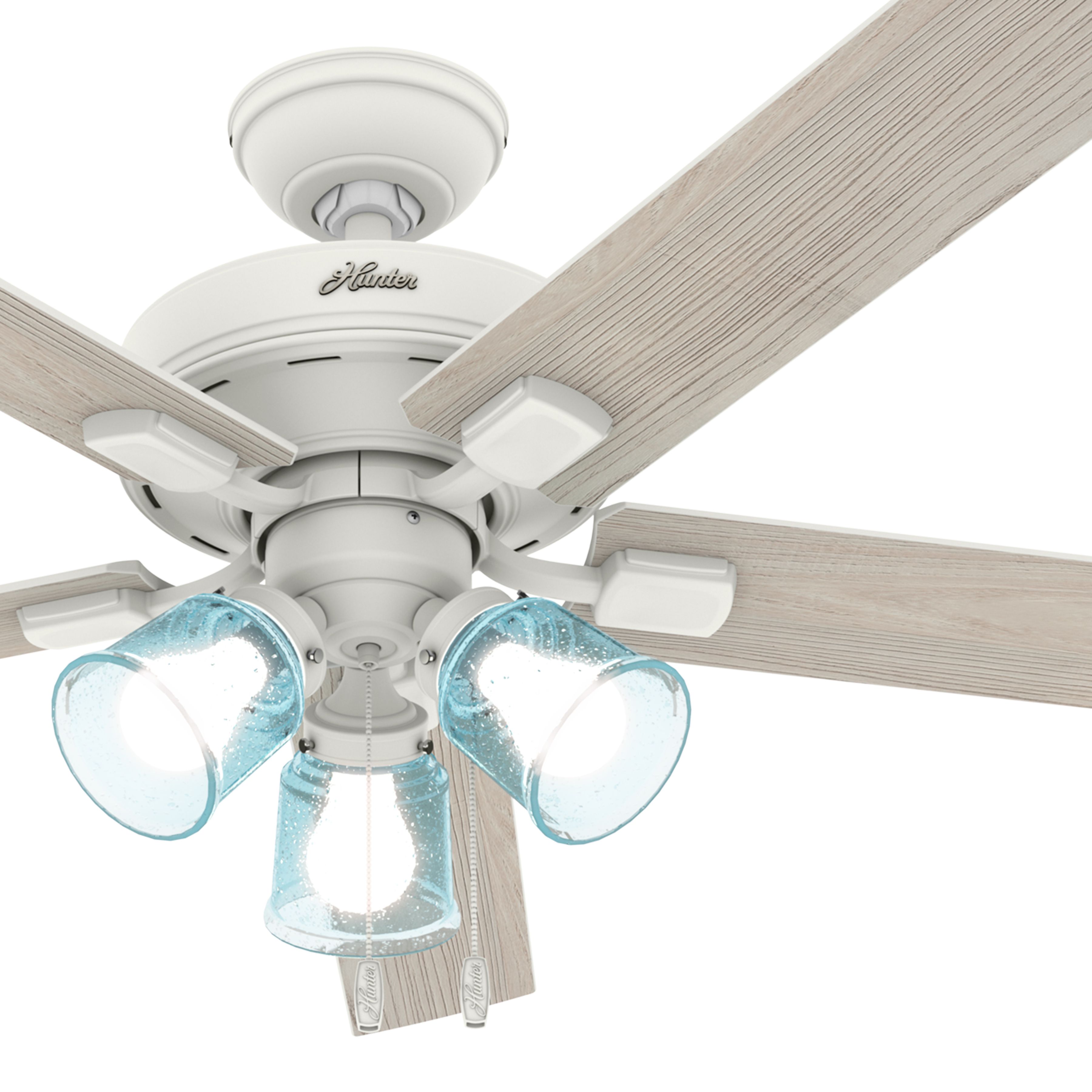 Hunter Fan 52 inch Casual Matte White Indoor Ceiling Fan with Light Kit (Renewed)