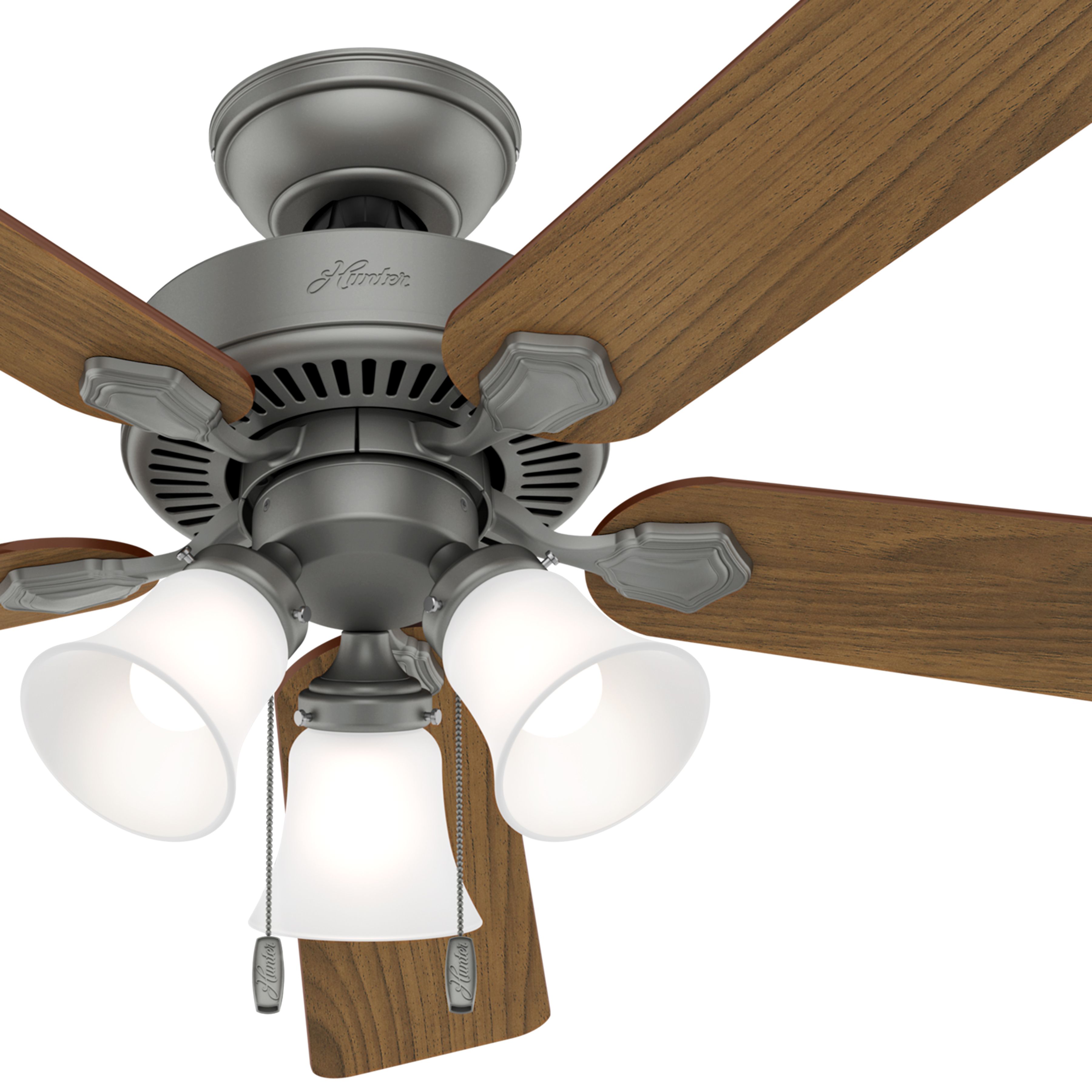 Hunter Fan 52 in. Casual Matte Silver Indoor Ceiling Fan with Light Kit (Certified Refurbished)