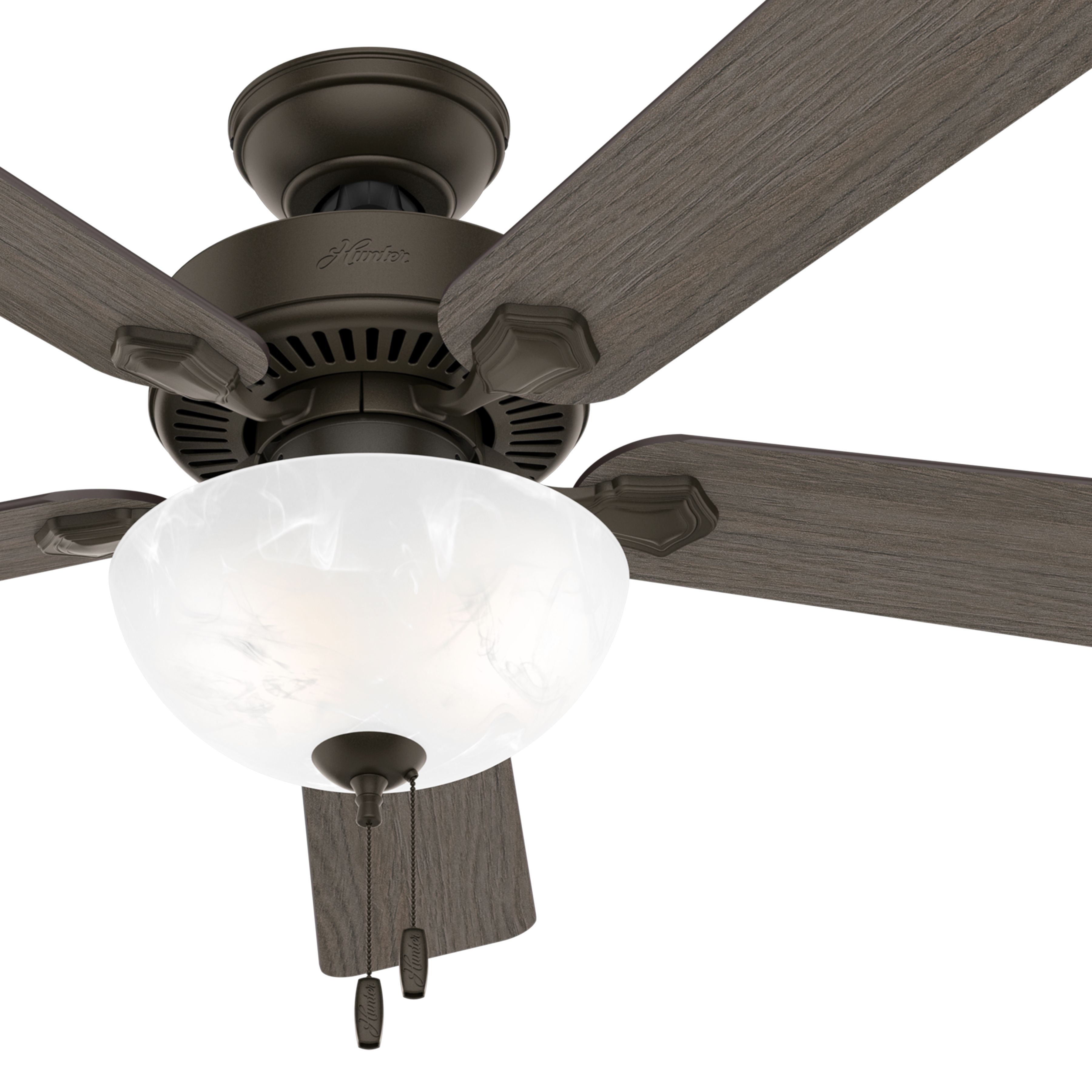 Hunter Fan 52 inch Traditional New Bronze Indoor Ceiling Fan with Light Kit (Renewed)