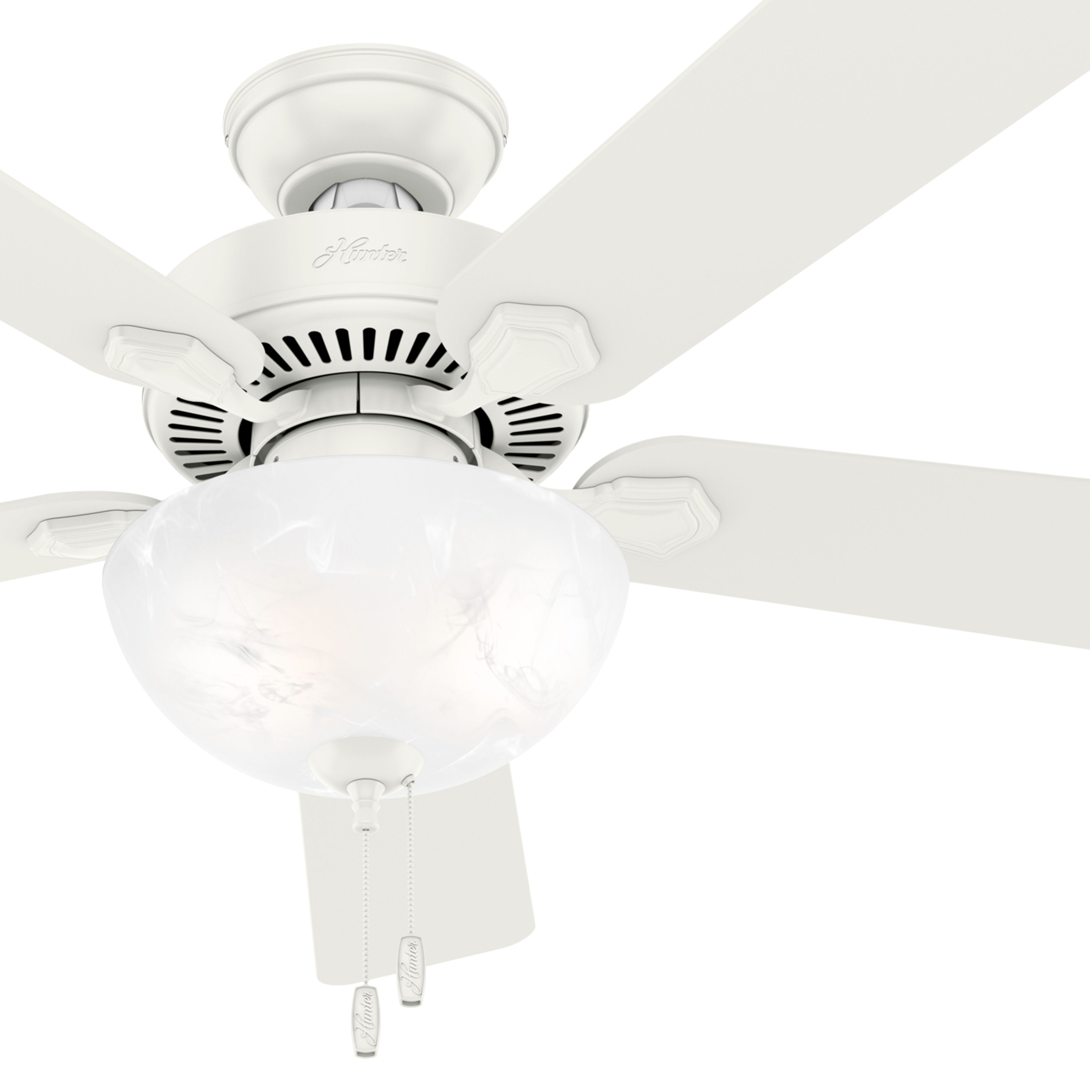 Hunter Fan 52 inch Traditional Fresh White Indoor Ceiling Fan with Light Kit (Renewed)