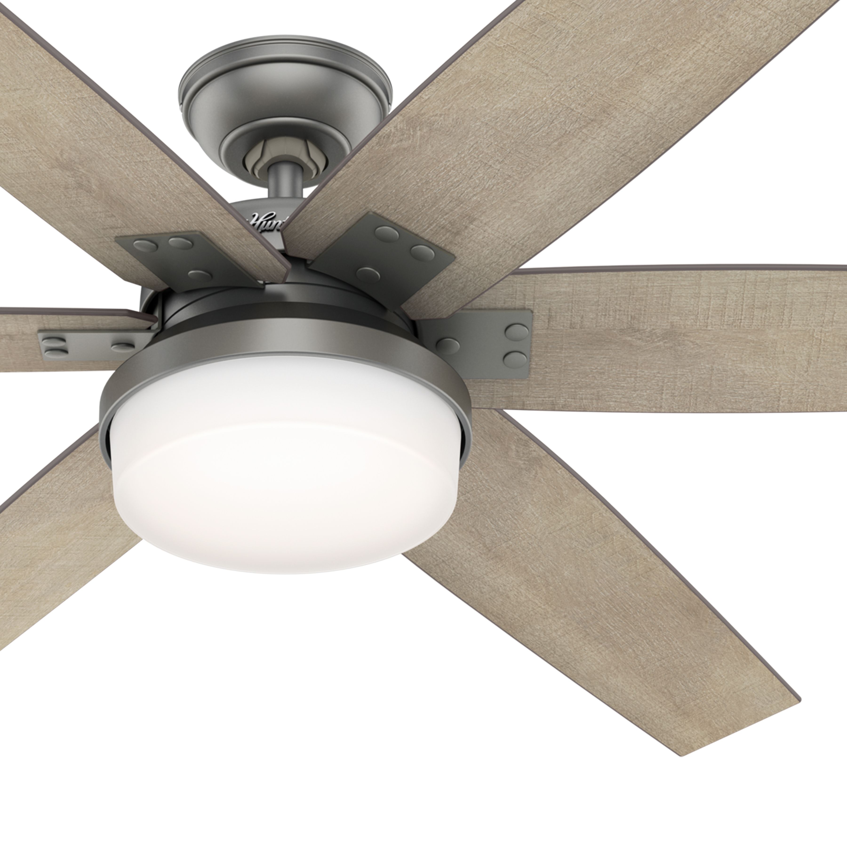 Hunter Fan 64 inch Contemporary Matte Silver Indoor Ceiling Fan with Light Kit and Remote Control (Renewed)