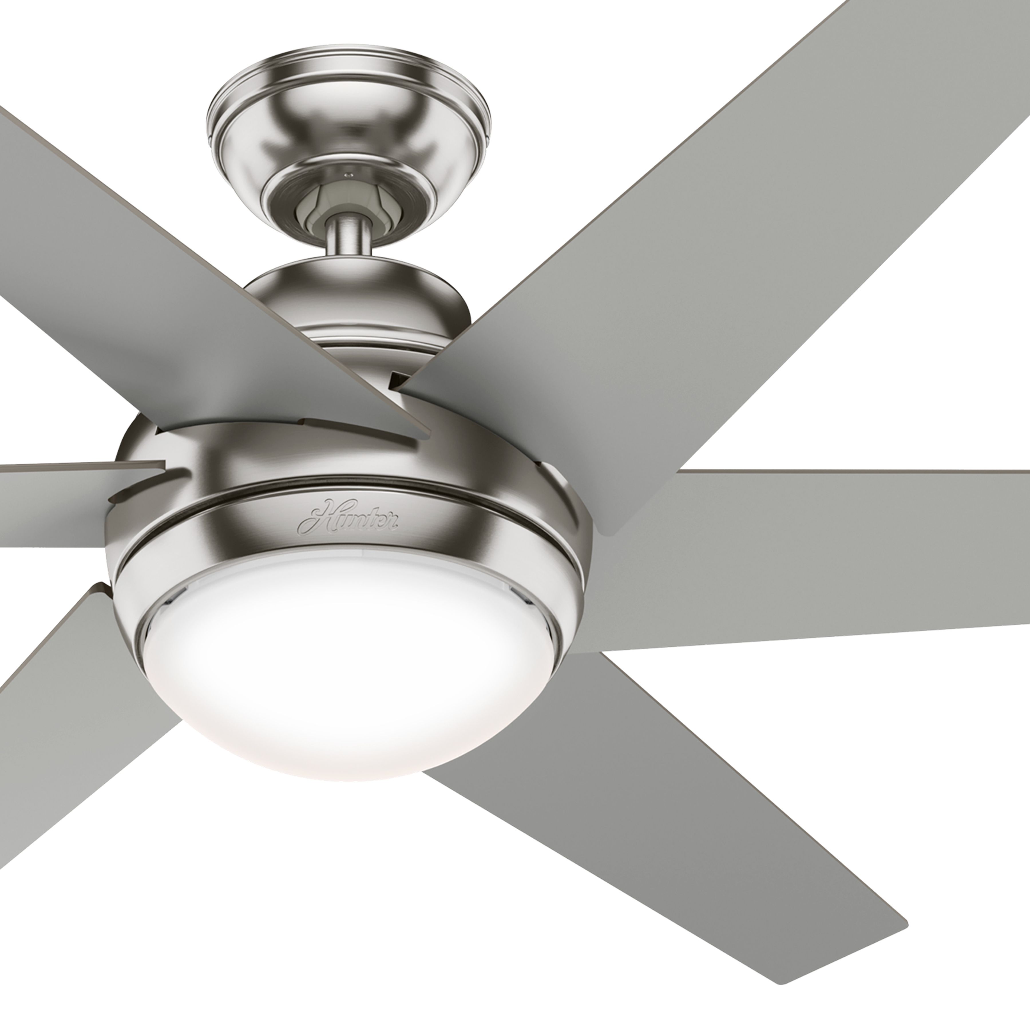 Hunter Fan 52 inch Contemporary Brushed Nickel Ceiling Fan with Light Kit and Remote Control (Certified Refurbished)