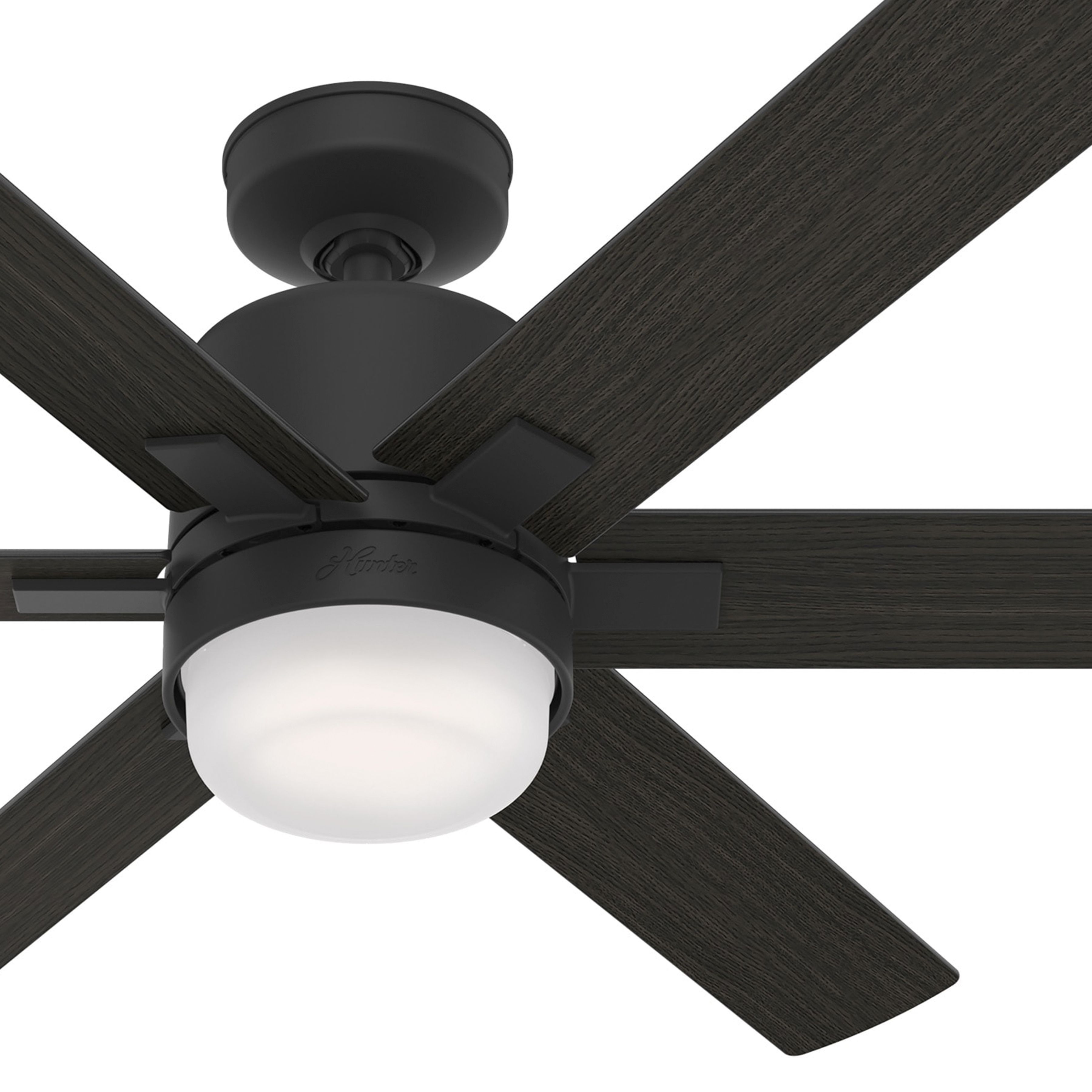Hunter Fan 52 inch Contemporary Matte Black Indoor Ceiling Fan with Light Kit (Certified Refurbished)