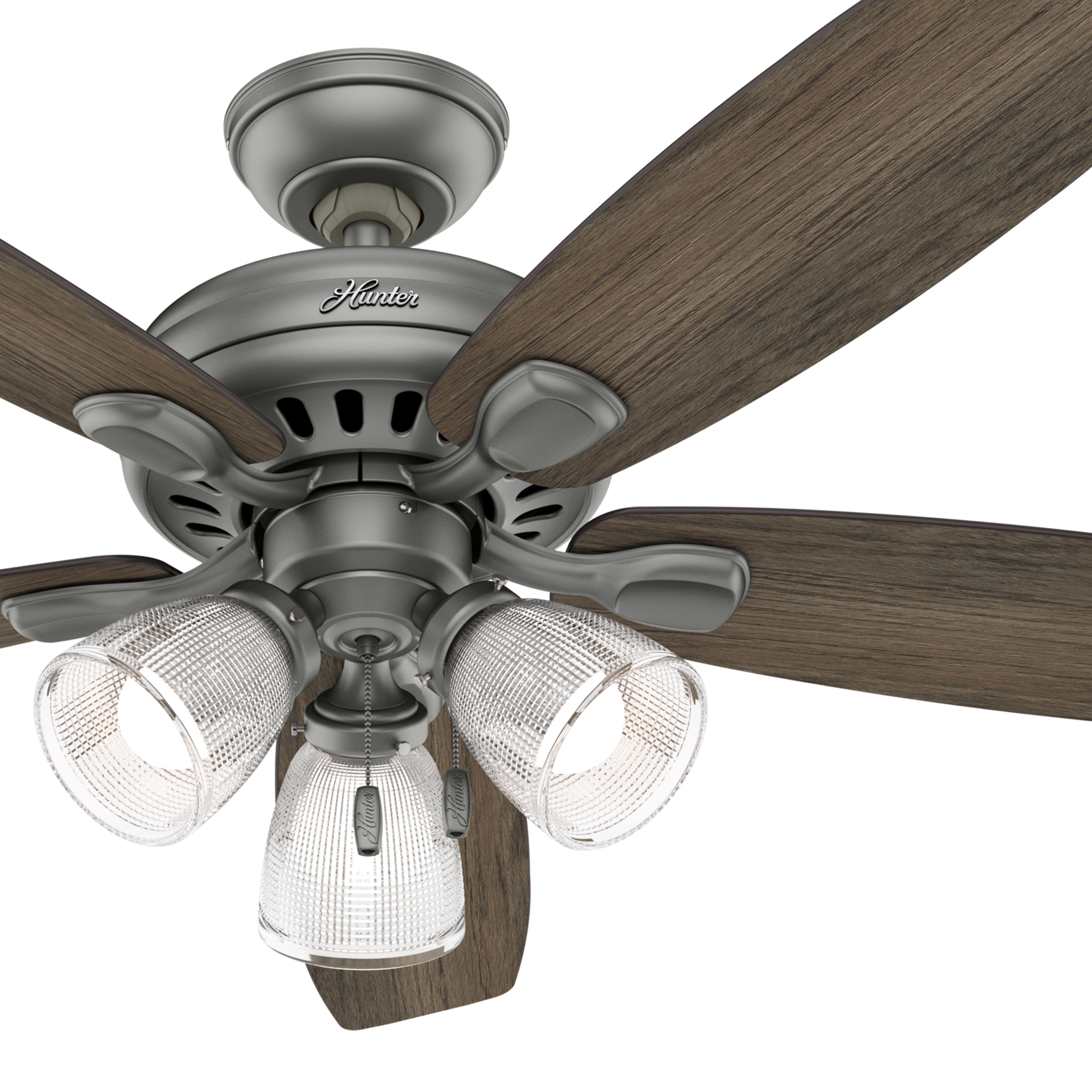 Hunter Fan 52 inch Casual Matte Silver Finish Indoor Ceiling Fan with LED Light Kit (Certified Refurbished)