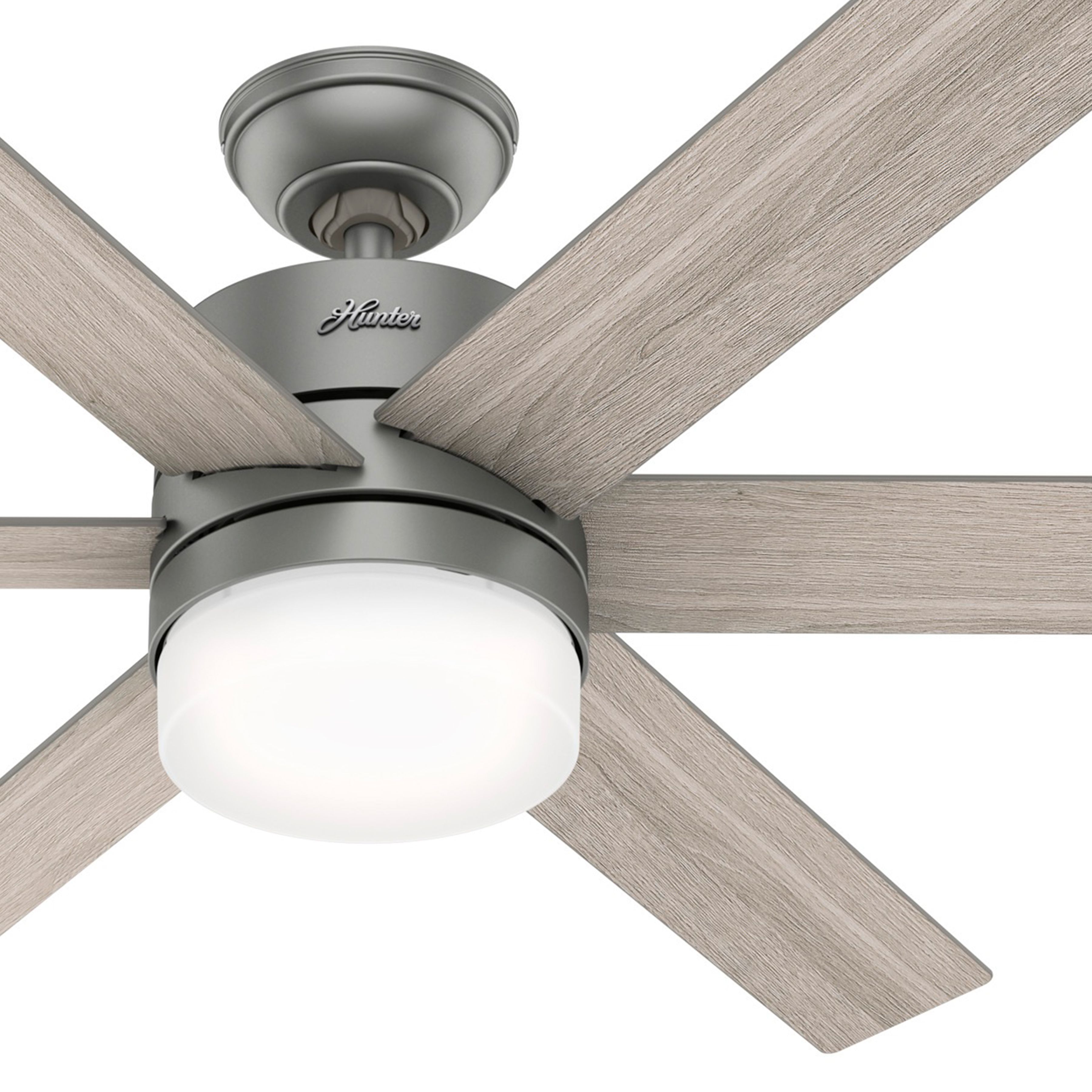 Hunter Fan 54 inch Casual Matte Silver Indoor Ceiling Fan with Light Kit and Remote Control (Certified Refurbished)