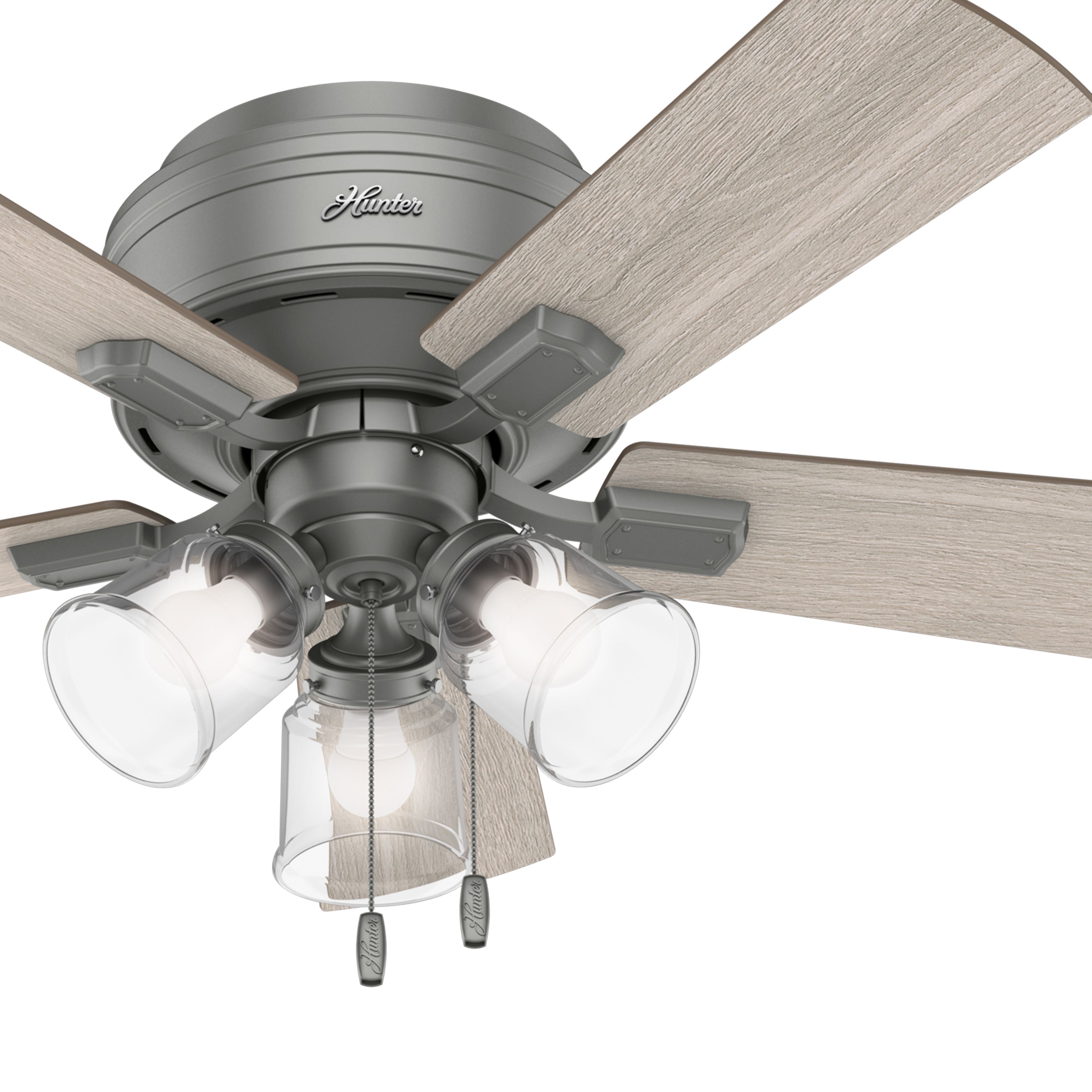 Hunter Fan 42 in Casual in Matte Silver Ceiling Fan with Light kit and Pull Chain (Certified Refurbished)