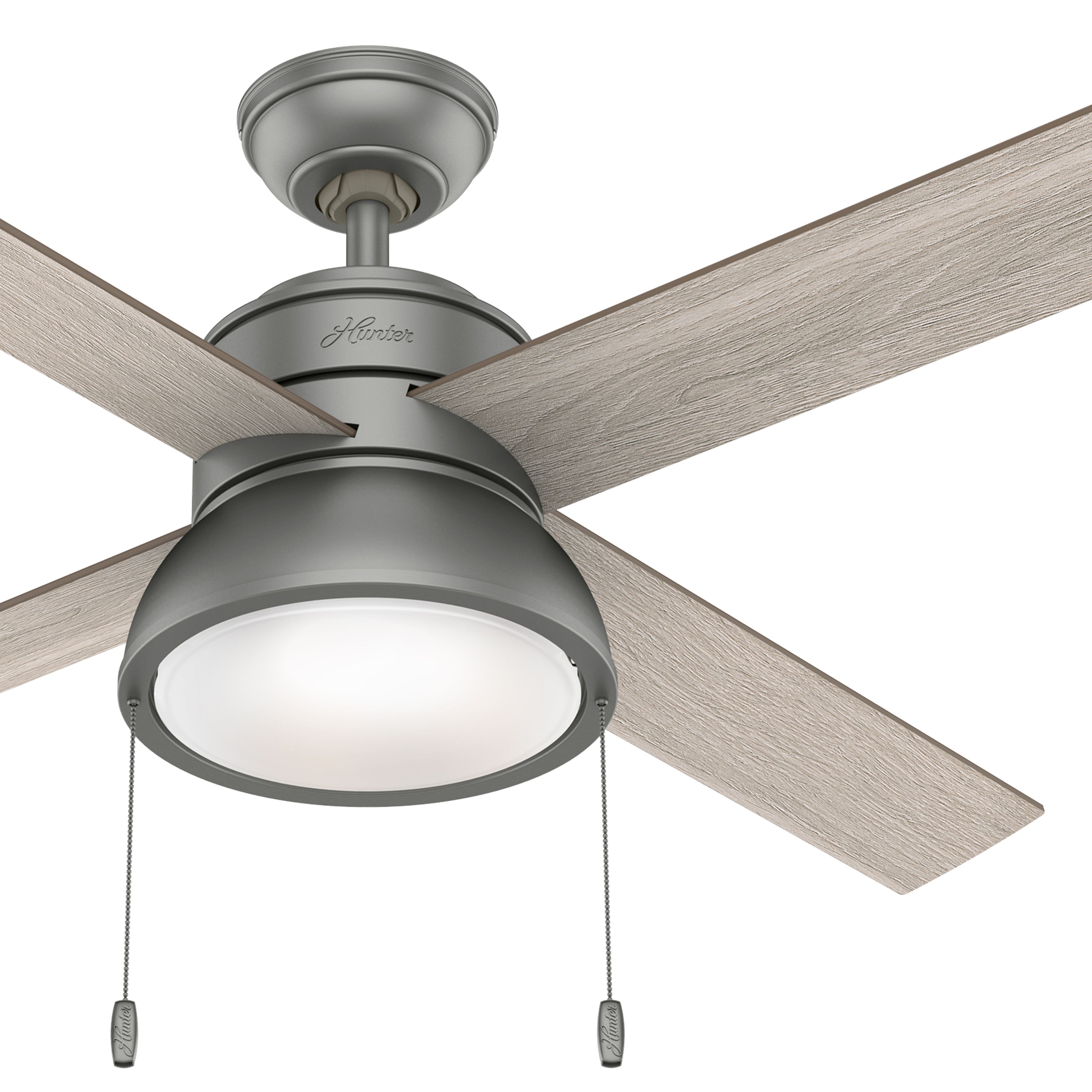 Hunter Fan 52 inch Contemporary Matte Silver Ceiling Fan with Light and Pull Chain (Certified Refurbished)